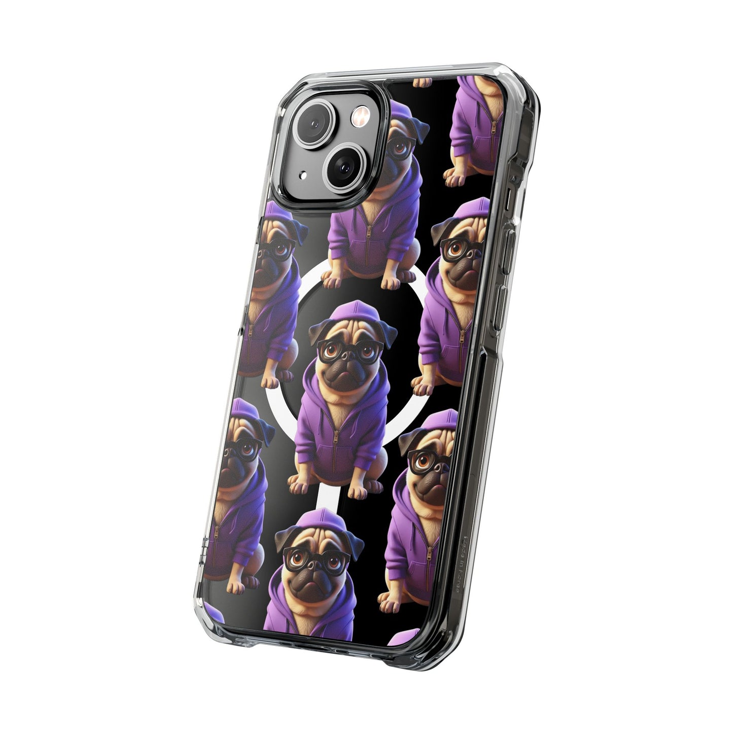 Magnetic Pug iPhone Case, Cute Puggy Smalls Clear Case, Pug Dog Lover Gift, Pet Themed Phone Accessory, Unique Phone Cover