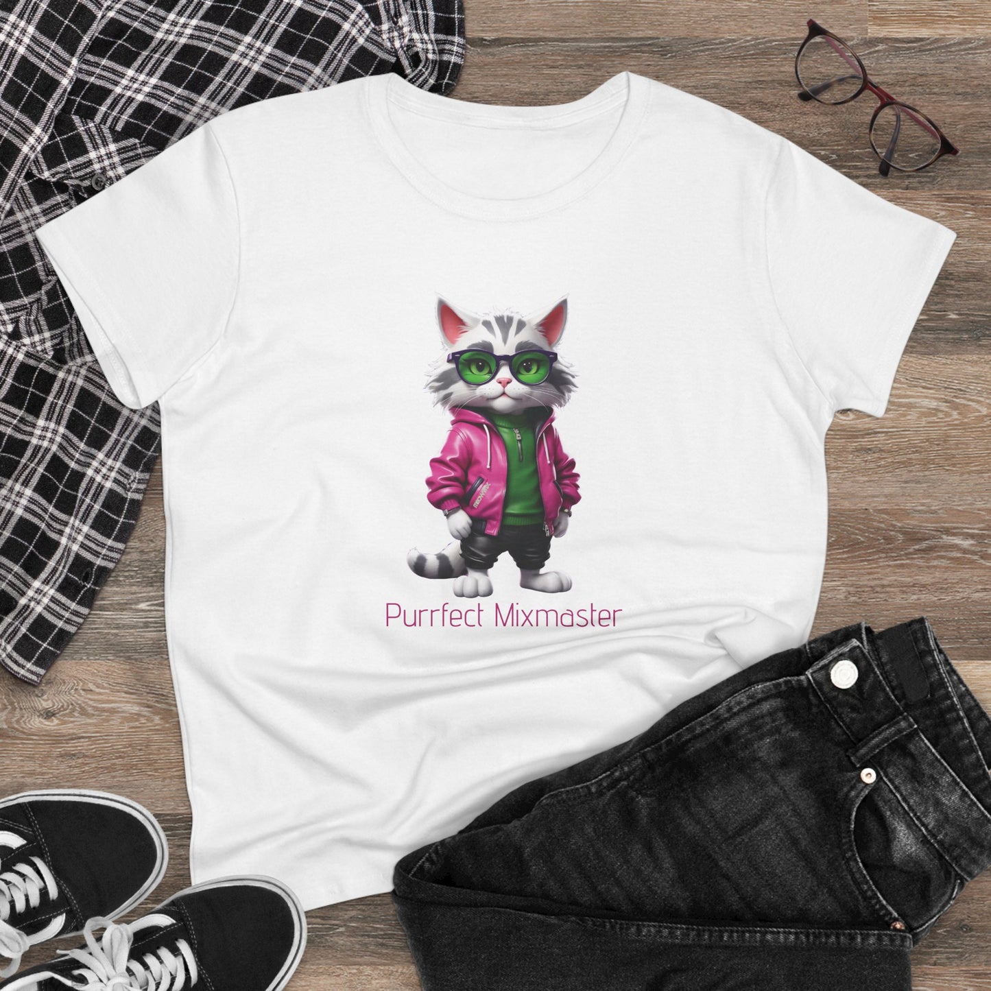 Meowtrix Cool Cat Tee, Casual Women's Shirt, Gift for Cat and Animal Lovers, Fun Everyday Wear, Cute Summer Top, Animal Lover Tee, Unique Fashion