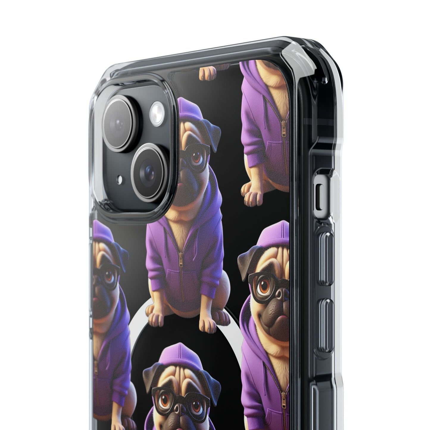 Magnetic Pug iPhone Case, Cute Puggy Smalls Clear Case, Pug Dog Lover Gift, Pet Themed Phone Accessory, Unique Phone Cover