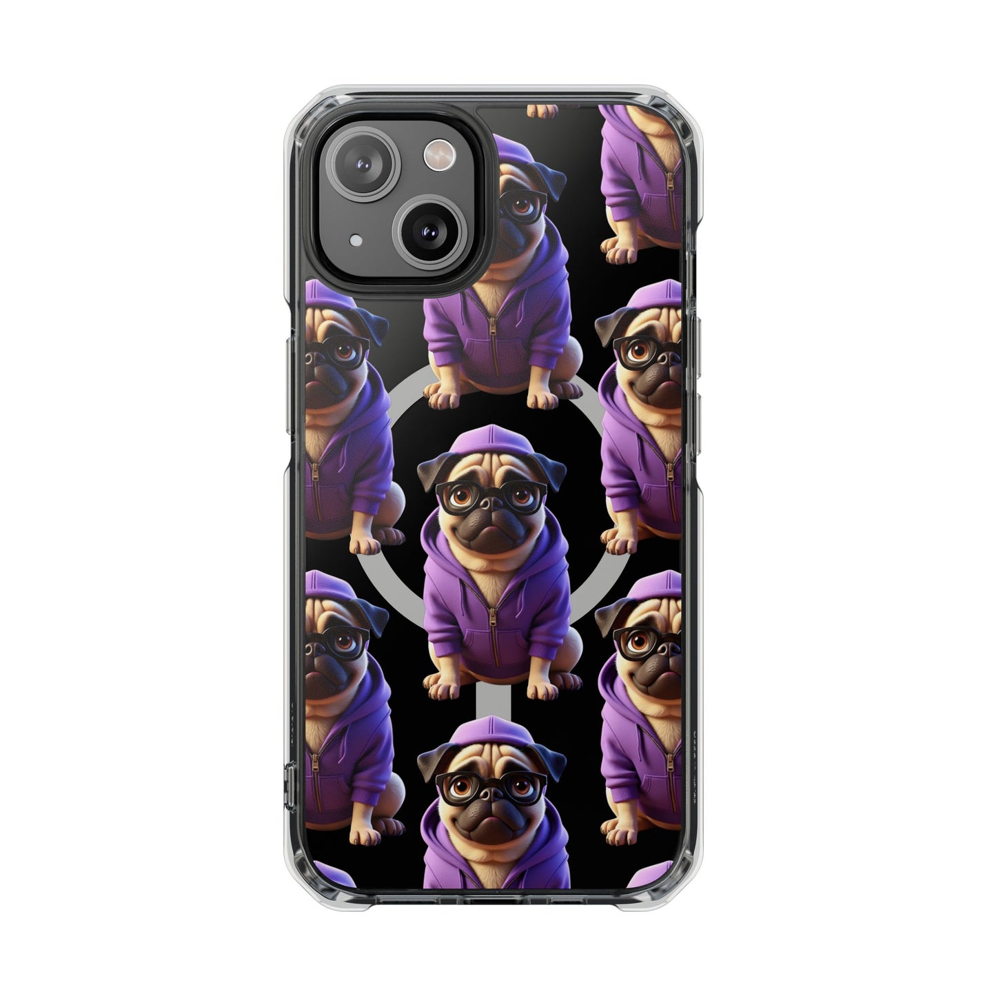Magnetic Pug iPhone Case, Cute Puggy Smalls Clear Case, Pug Dog Lover Gift, Pet Themed Phone Accessory, Unique Phone Cover