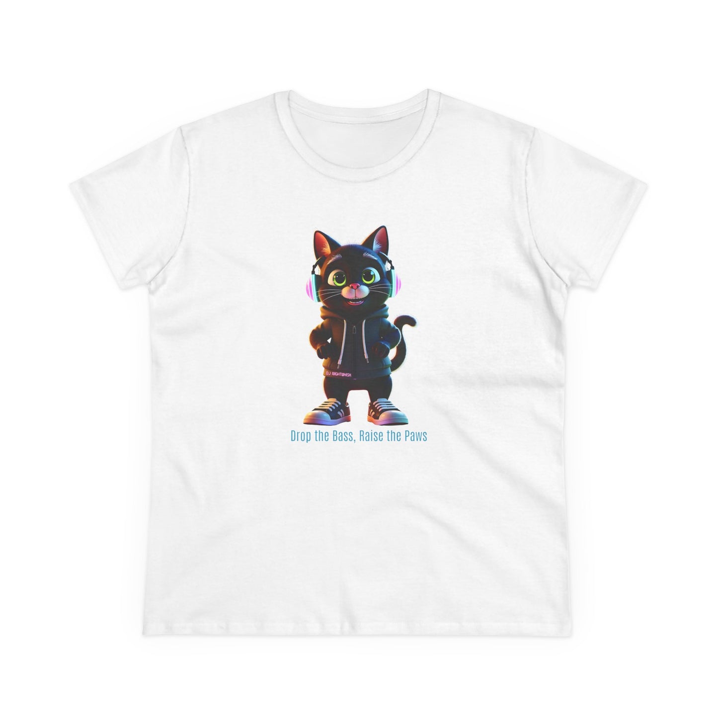 Cool Cat DJ Nightwhisk Tee, Casual Women's Shirt, Gift for Cat Lovers, Fun Everyday Wear, Cute Summer Top, Animal Lover Tee, Unique Fashion