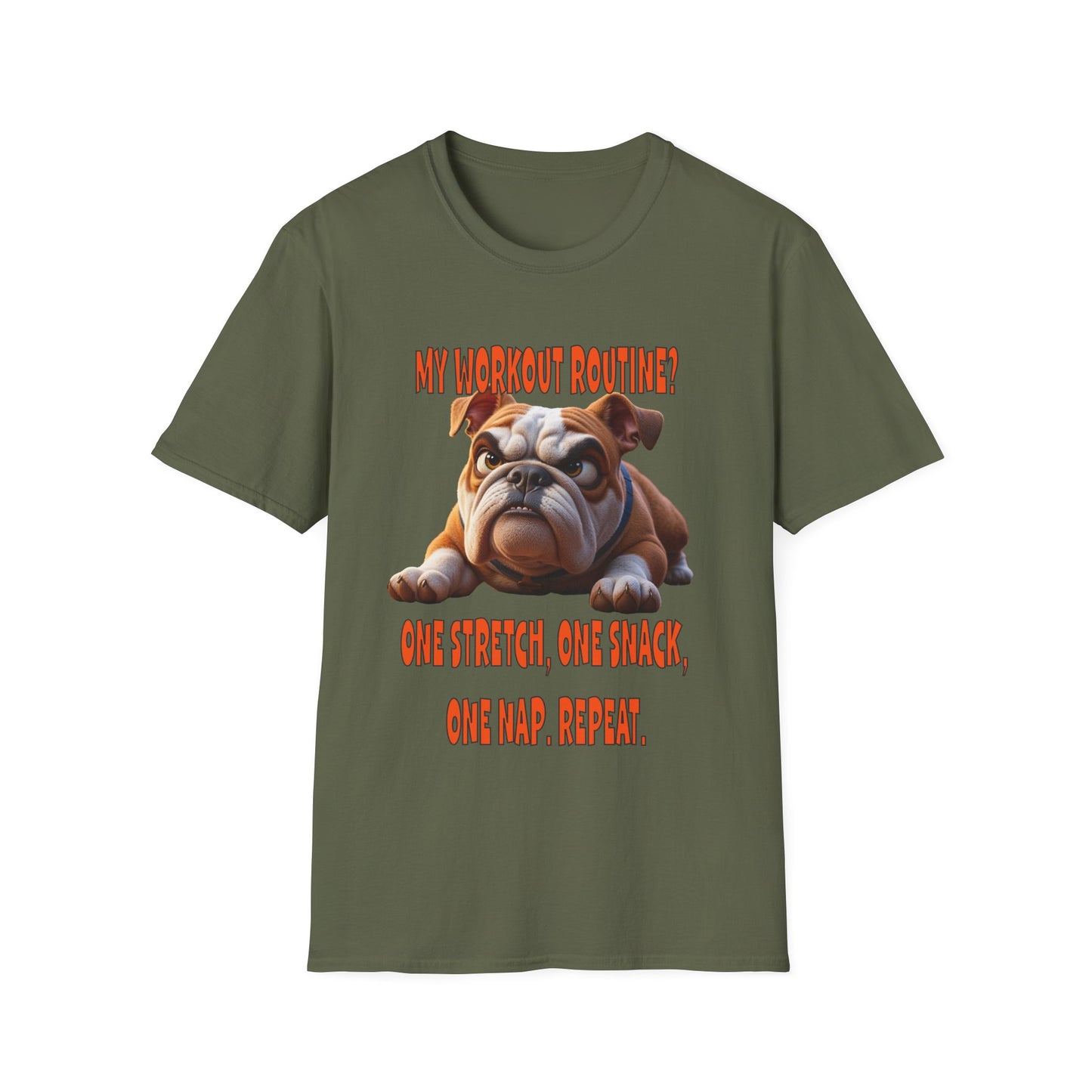 Funny Grumpy Bulldog T-Shirt - Perfect Gift for Dog Lovers - My Workout Routine!