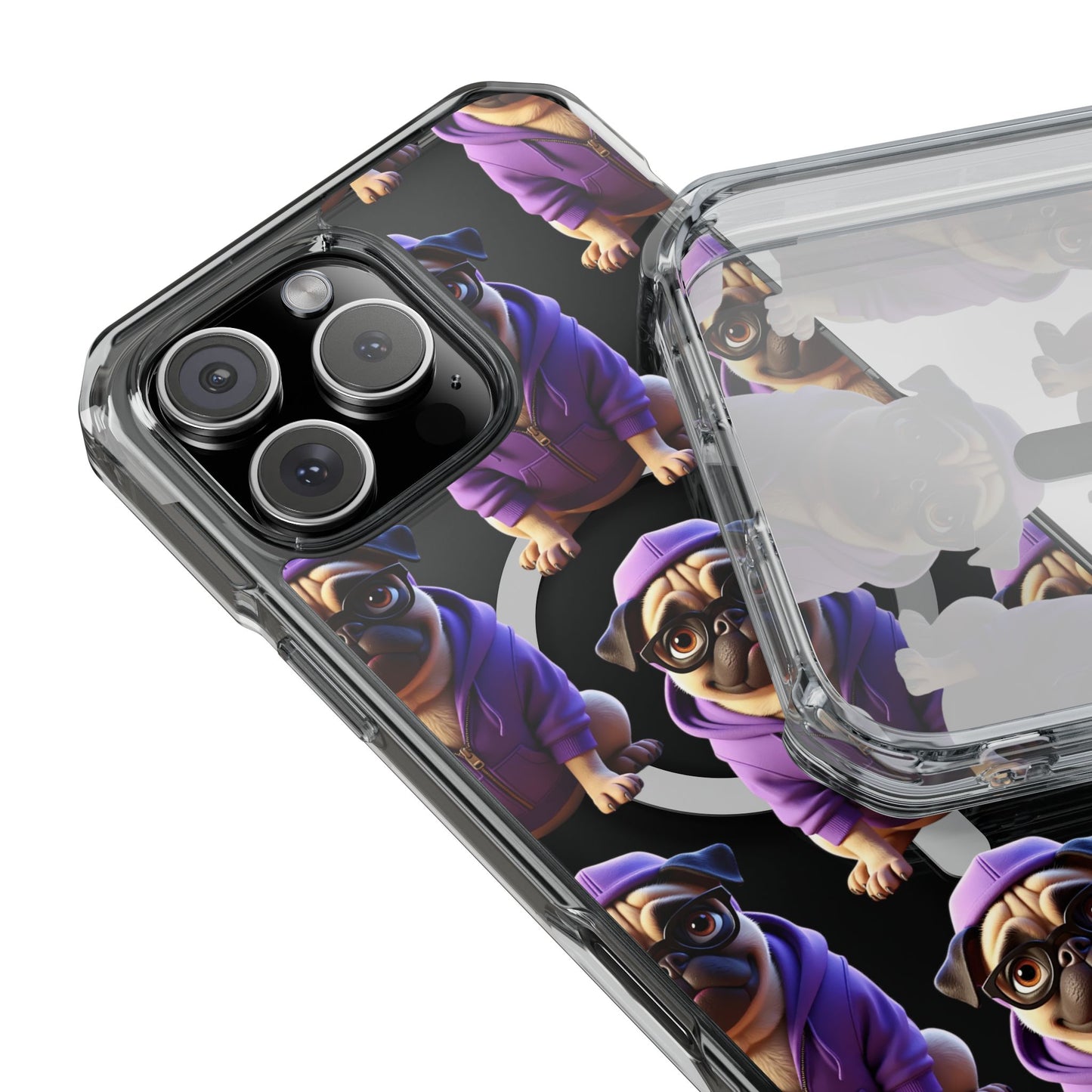 Magnetic Pug iPhone Case, Cute Puggy Smalls Clear Case, Pug Dog Lover Gift, Pet Themed Phone Accessory, Unique Phone Cover