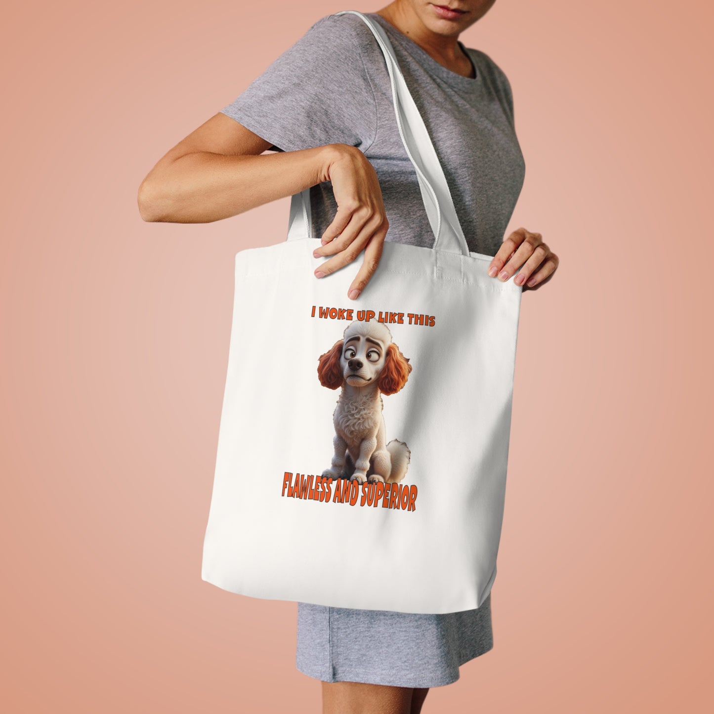 Funny Bulldog Canvas Tote Bag - 'I May Look Grumpy' Design with 5-Color Straps