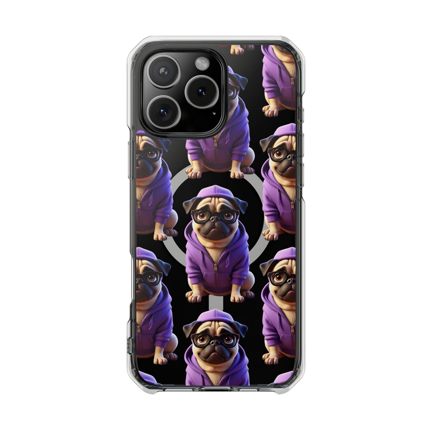 Magnetic Pug iPhone Case, Cute Puggy Smalls Clear Case, Pug Dog Lover Gift, Pet Themed Phone Accessory, Unique Phone Cover