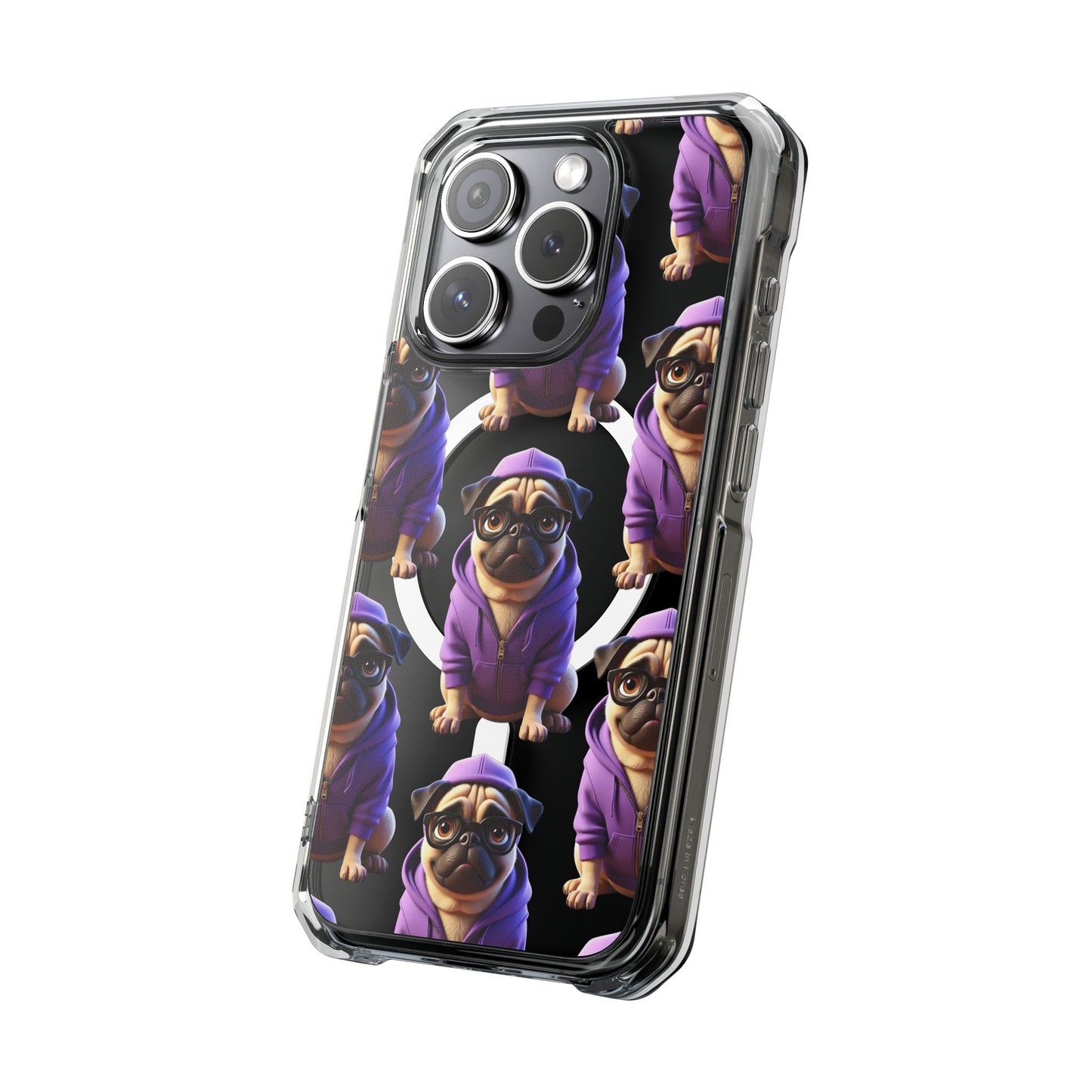Magnetic Pug iPhone Case, Cute Puggy Smalls Clear Case, Pug Dog Lover Gift, Pet Themed Phone Accessory, Unique Phone Cover