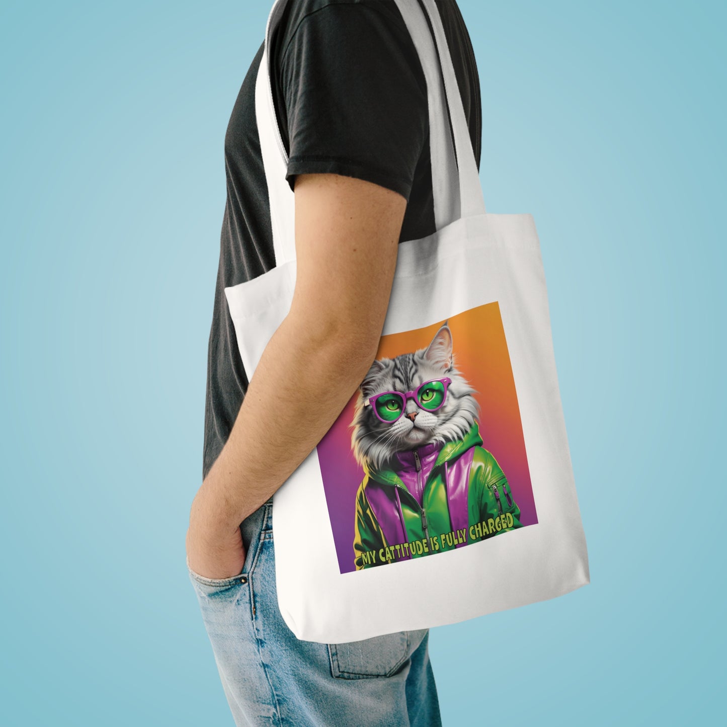 Cool Cats with Tude! My Cattitude is Fully Charged! Tote Bag