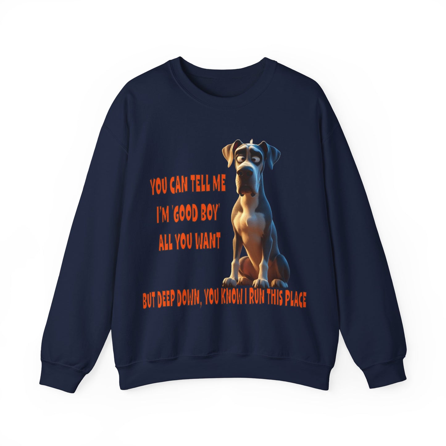 Great Danes with Tude! Lap Dog! - Dogs with Tude Collection - White - Unisex Crewneck Sweatshirt