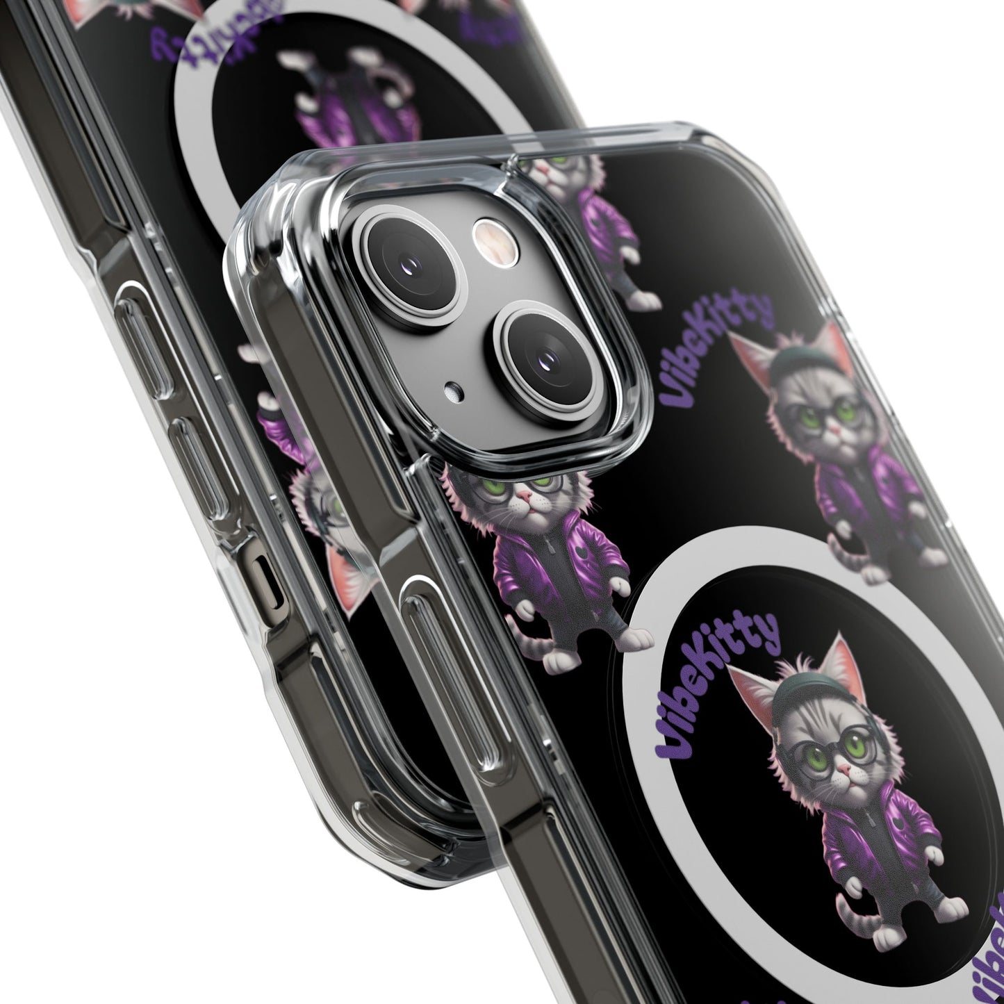 Vibe Kitty Cool Cat Magnetic Clear iPhone Case, Gift for Cat Lovers