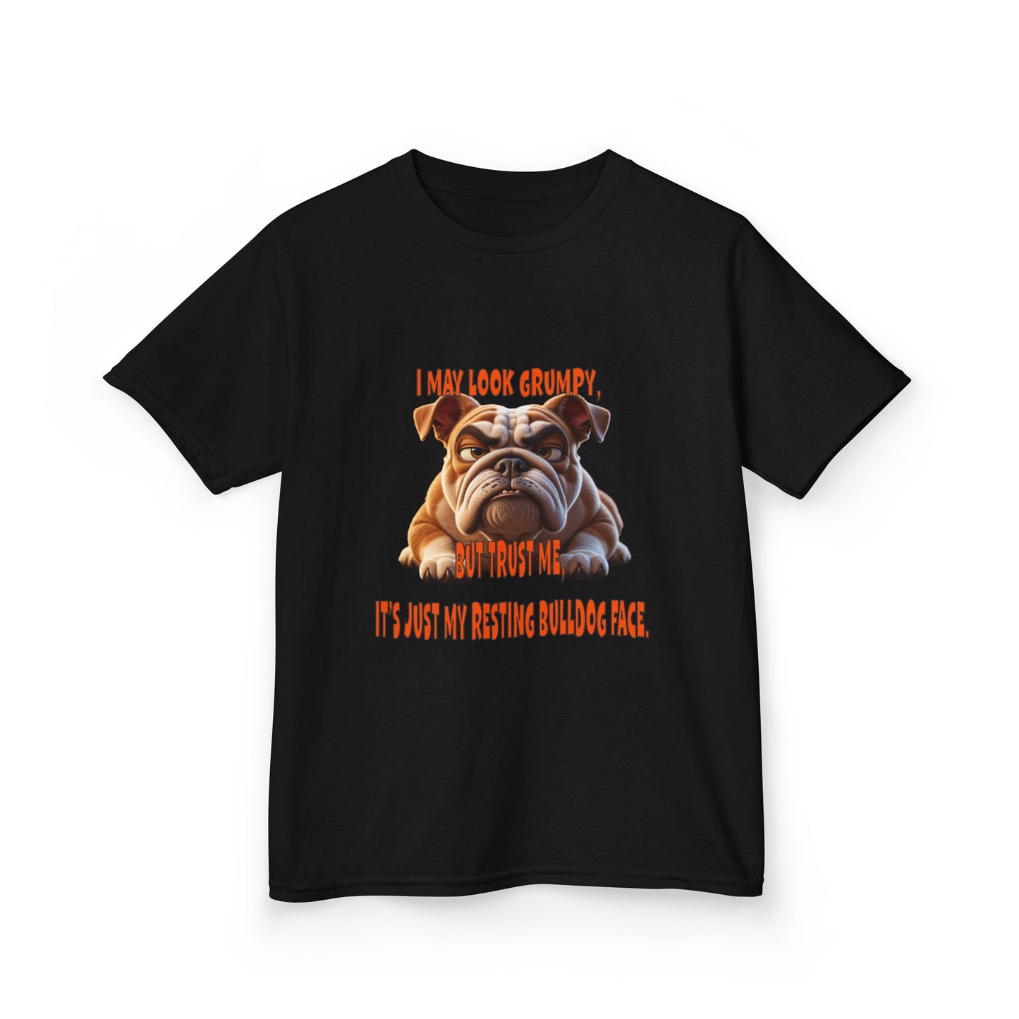 Funny Kids Bulldog Tee - "I May Look Grumpy, Just My Resting Face"