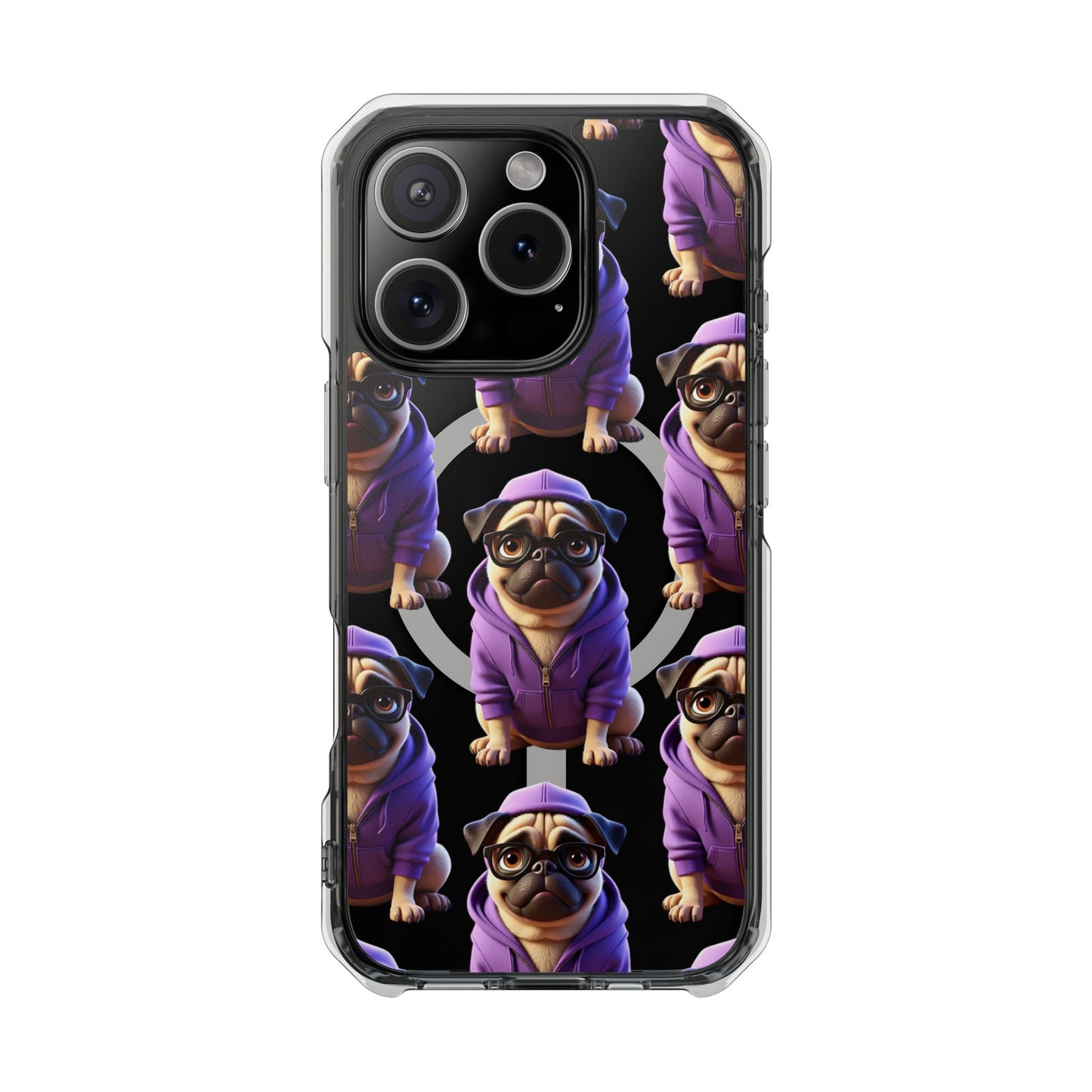 Magnetic Pug iPhone Case, Cute Puggy Smalls Clear Case, Pug Dog Lover Gift, Pet Themed Phone Accessory, Unique Phone Cover
