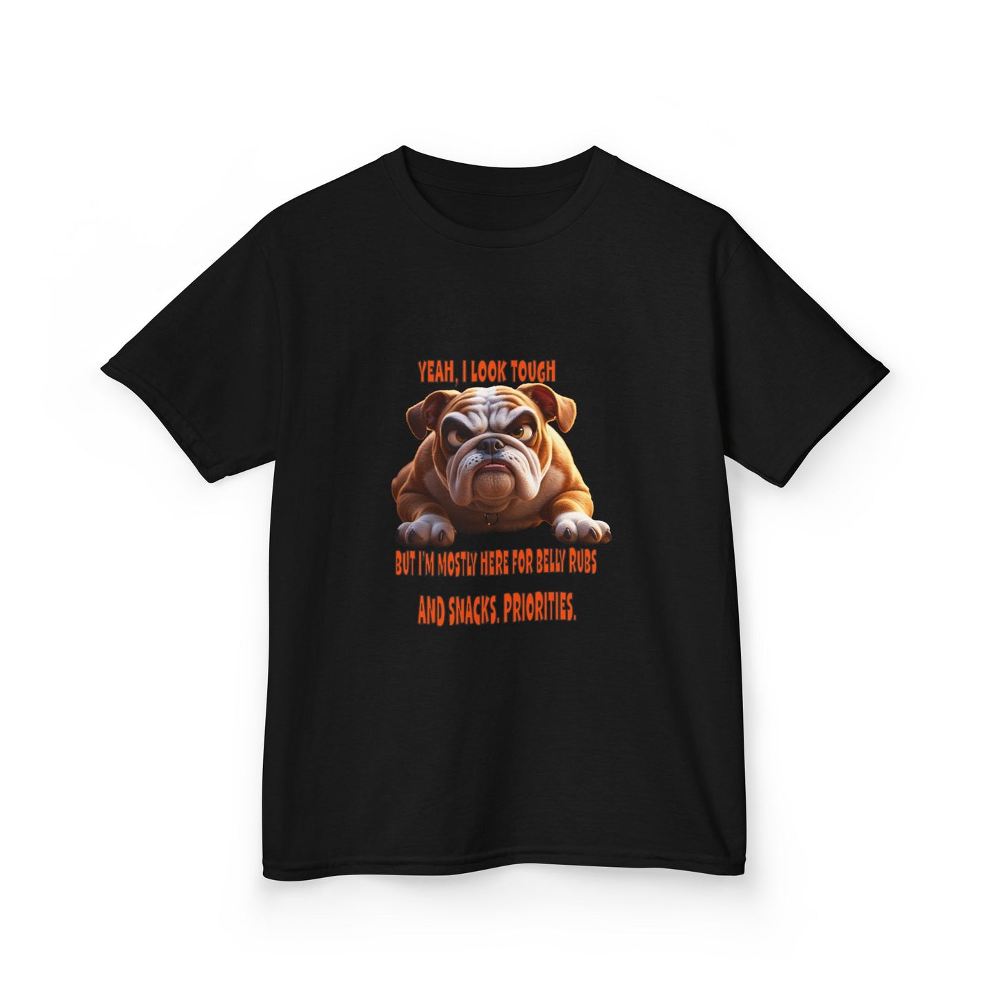 Funny Kids Bulldog Tee - "I look tough"