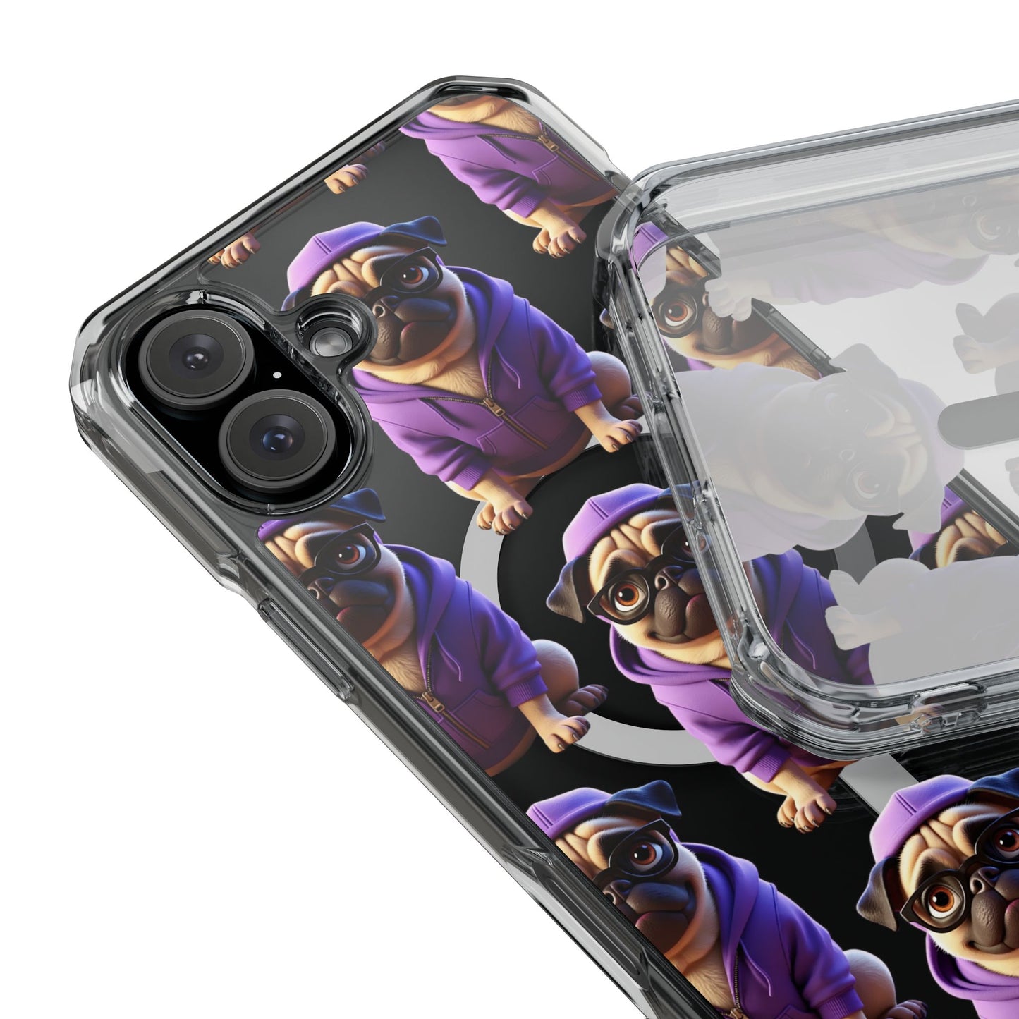 Magnetic Pug iPhone Case, Cute Puggy Smalls Clear Case, Pug Dog Lover Gift, Pet Themed Phone Accessory, Unique Phone Cover