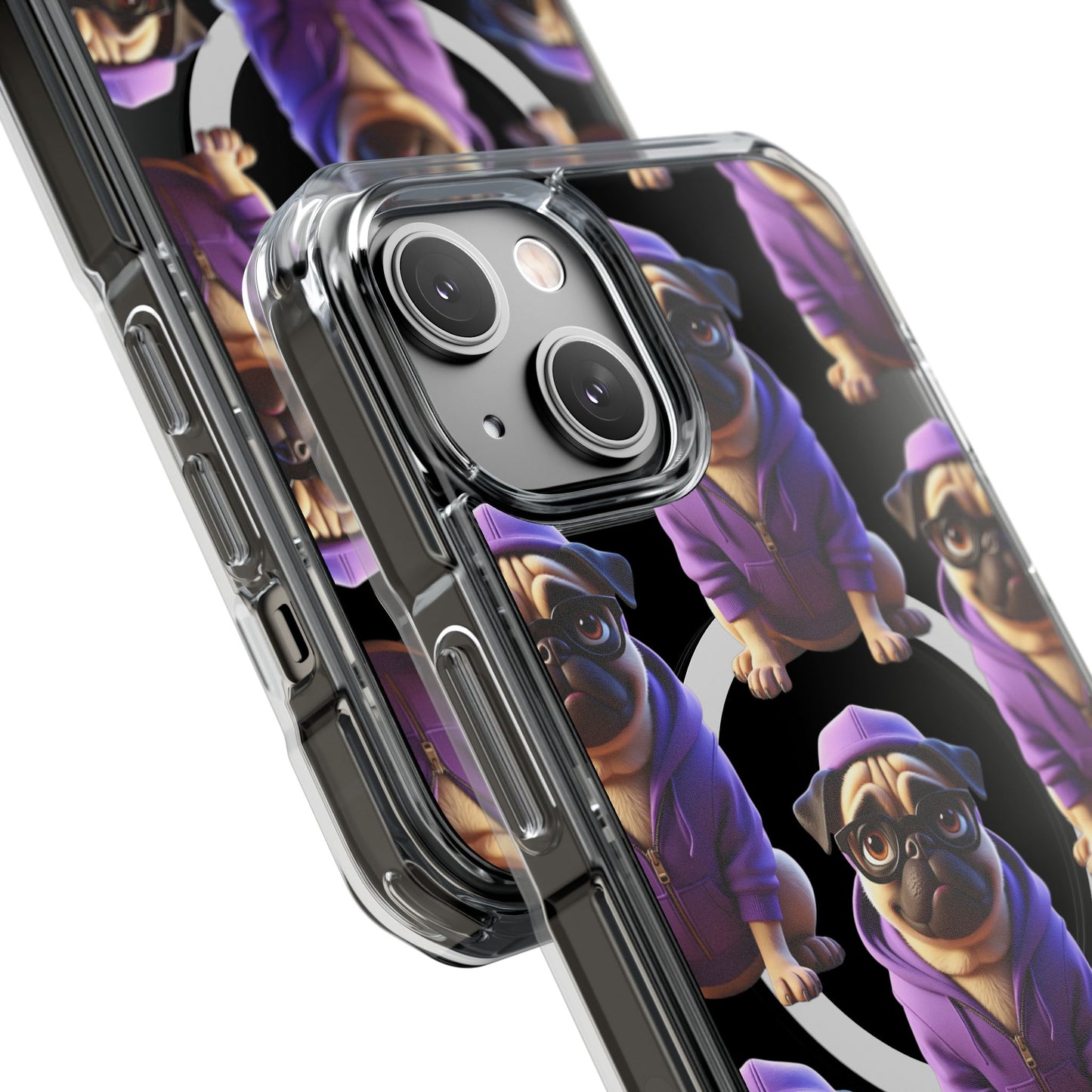 Magnetic Pug iPhone Case, Cute Puggy Smalls Clear Case, Pug Dog Lover Gift, Pet Themed Phone Accessory, Unique Phone Cover