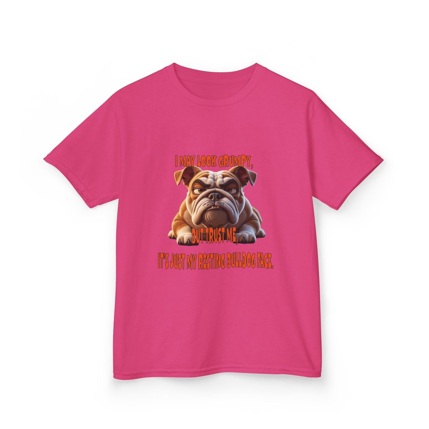 Funny Kids Bulldog Tee - "I May Look Grumpy, Just My Resting Face"