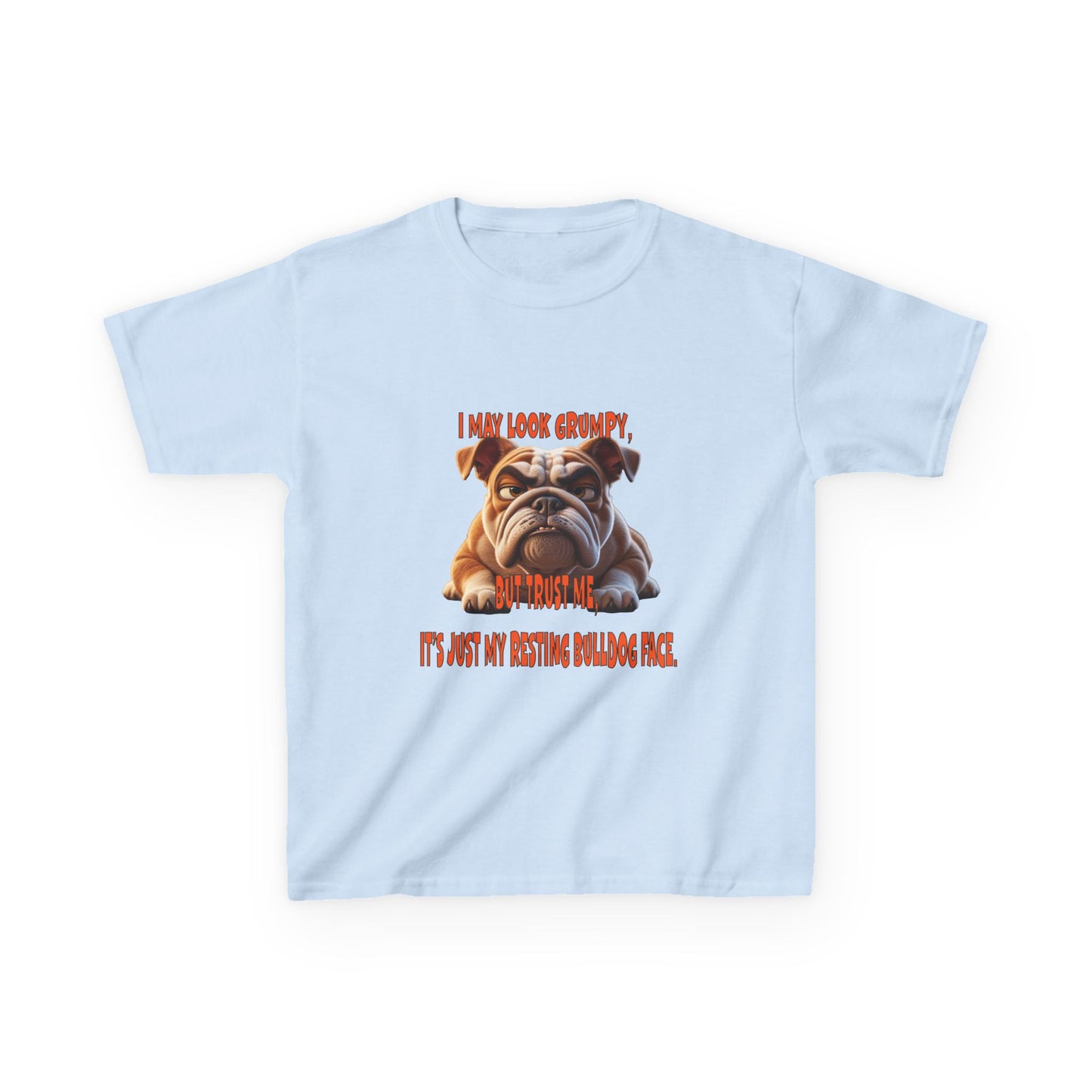 Funny Kids Bulldog Tee - "I May Look Grumpy, Just My Resting Face"