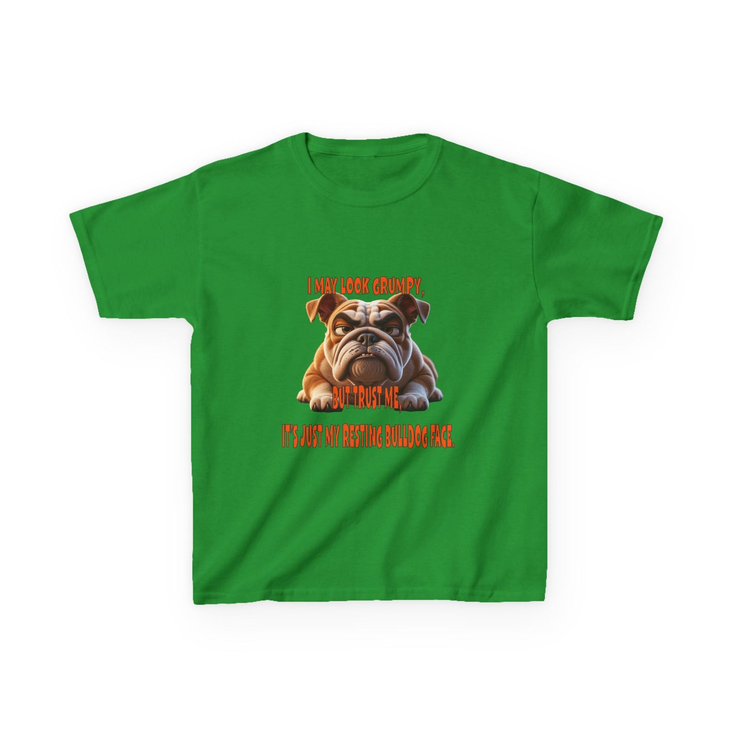 Funny Kids Bulldog Tee - "I May Look Grumpy, Just My Resting Face"