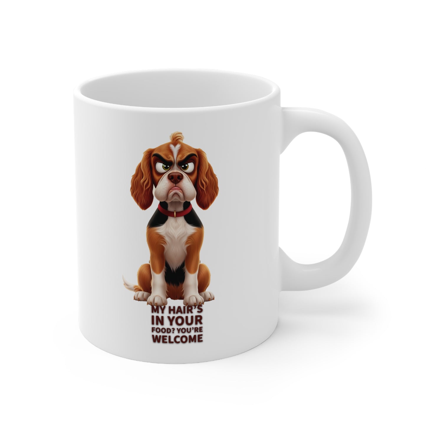 Mug Cocker Spaniel My Hair's In Your Food In White Ceramic 11oz