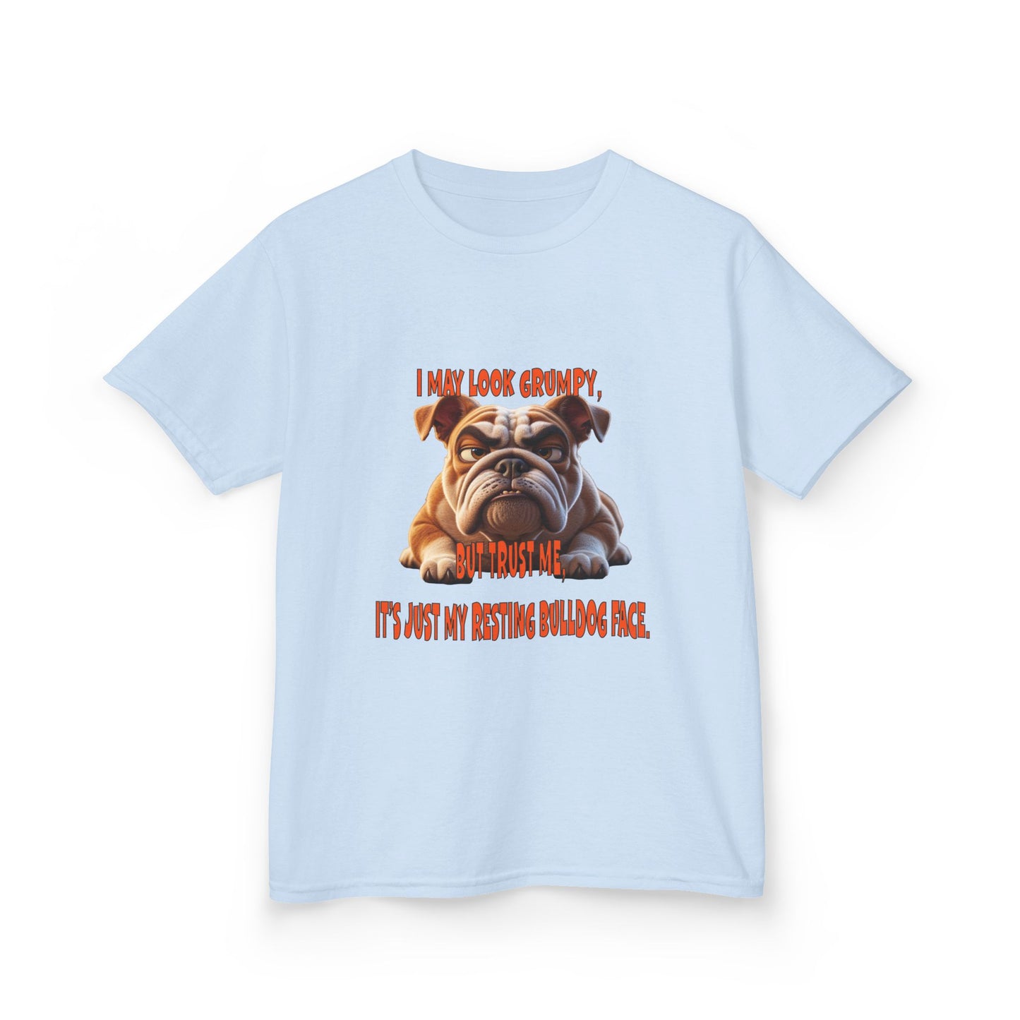 Funny Kids Bulldog Tee - "I May Look Grumpy, Just My Resting Face"
