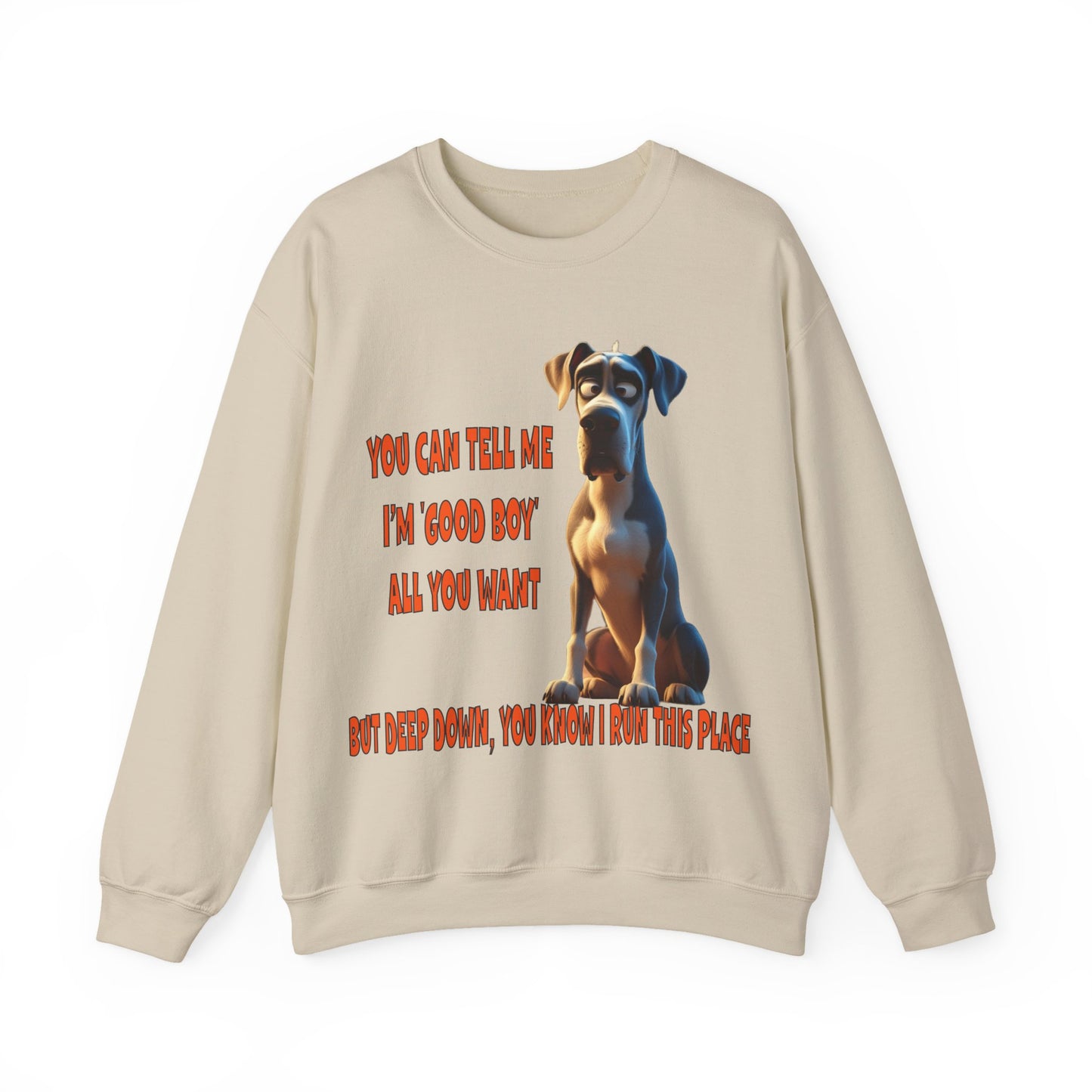 Great Danes with Tude! Lap Dog! - Dogs with Tude Collection - White - Unisex Crewneck Sweatshirt