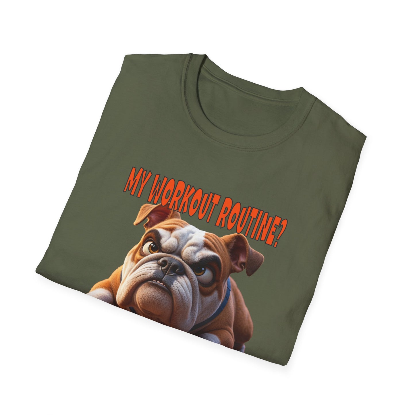 Funny Grumpy Bulldog T-Shirt - Perfect Gift for Dog Lovers - My Workout Routine!