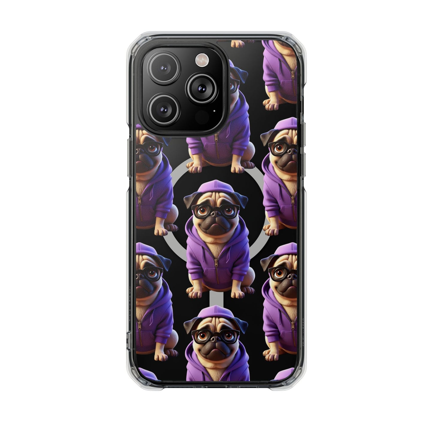 Magnetic Pug iPhone Case, Cute Puggy Smalls Clear Case, Pug Dog Lover Gift, Pet Themed Phone Accessory, Unique Phone Cover