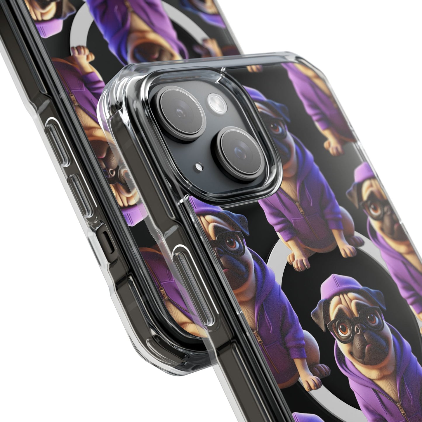 Magnetic Pug iPhone Case, Cute Puggy Smalls Clear Case, Pug Dog Lover Gift, Pet Themed Phone Accessory, Unique Phone Cover