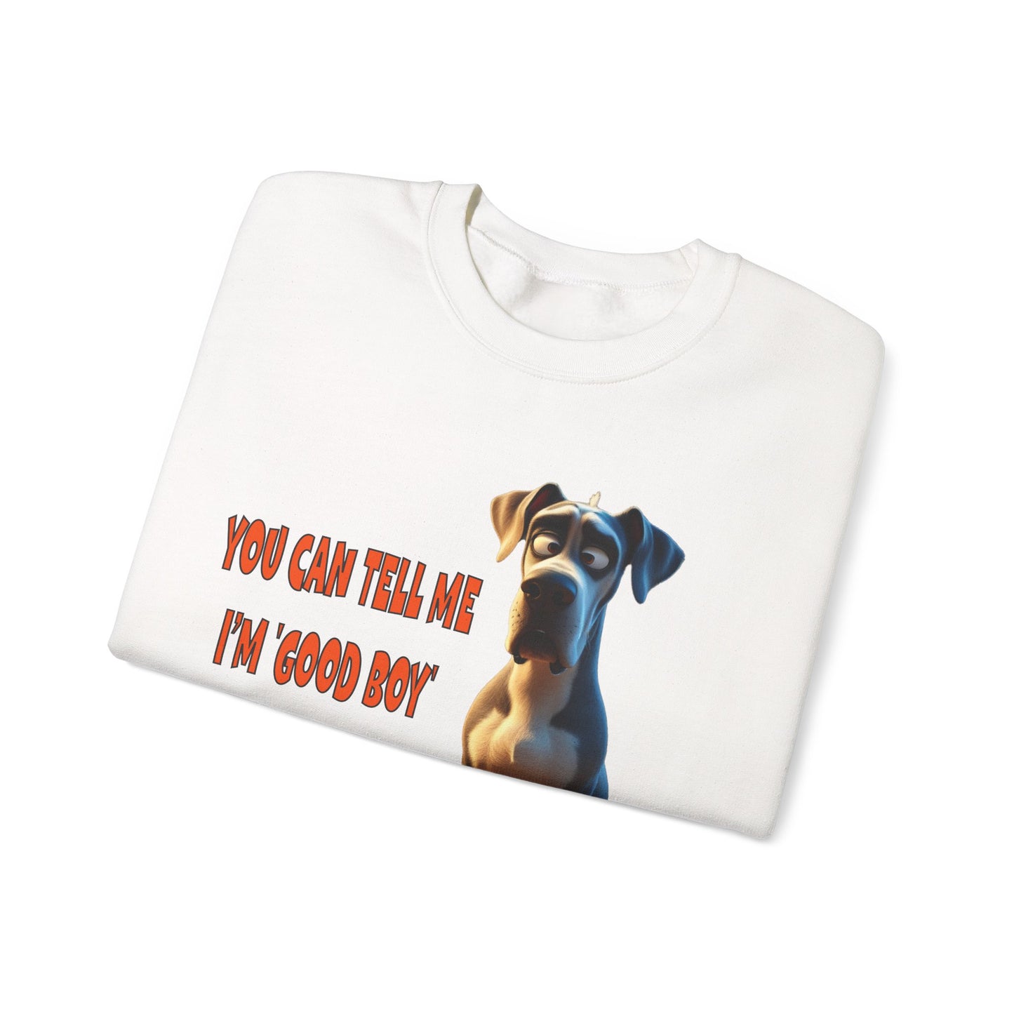 Great Danes with Tude! Lap Dog! - Dogs with Tude Collection - White - Unisex Crewneck Sweatshirt