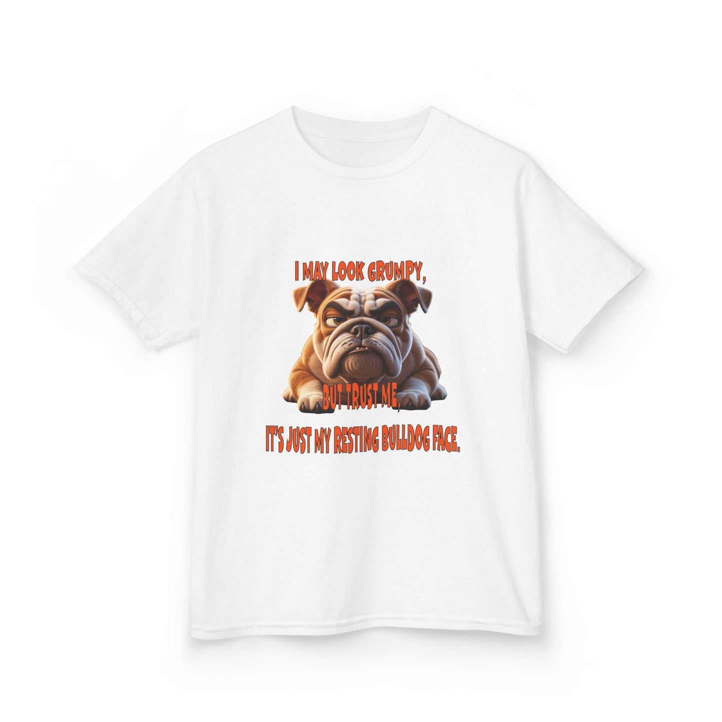 Funny Kids Bulldog Tee - "I May Look Grumpy, Just My Resting Face"