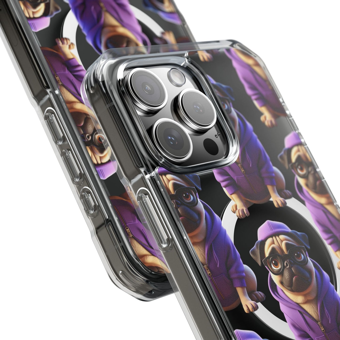 Magnetic Pug iPhone Case, Cute Puggy Smalls Clear Case, Pug Dog Lover Gift, Pet Themed Phone Accessory, Unique Phone Cover