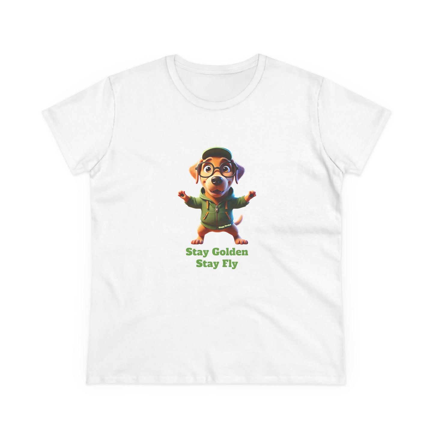 Waggy Stardust Golden Retreiver Stay Golden Stay Fly Casual Women's Shirt, Gift for Dog and Animal Lovers, Fun Everyday Wear, Cute Summer Top, Animal Lover Tee, Unique Fashion