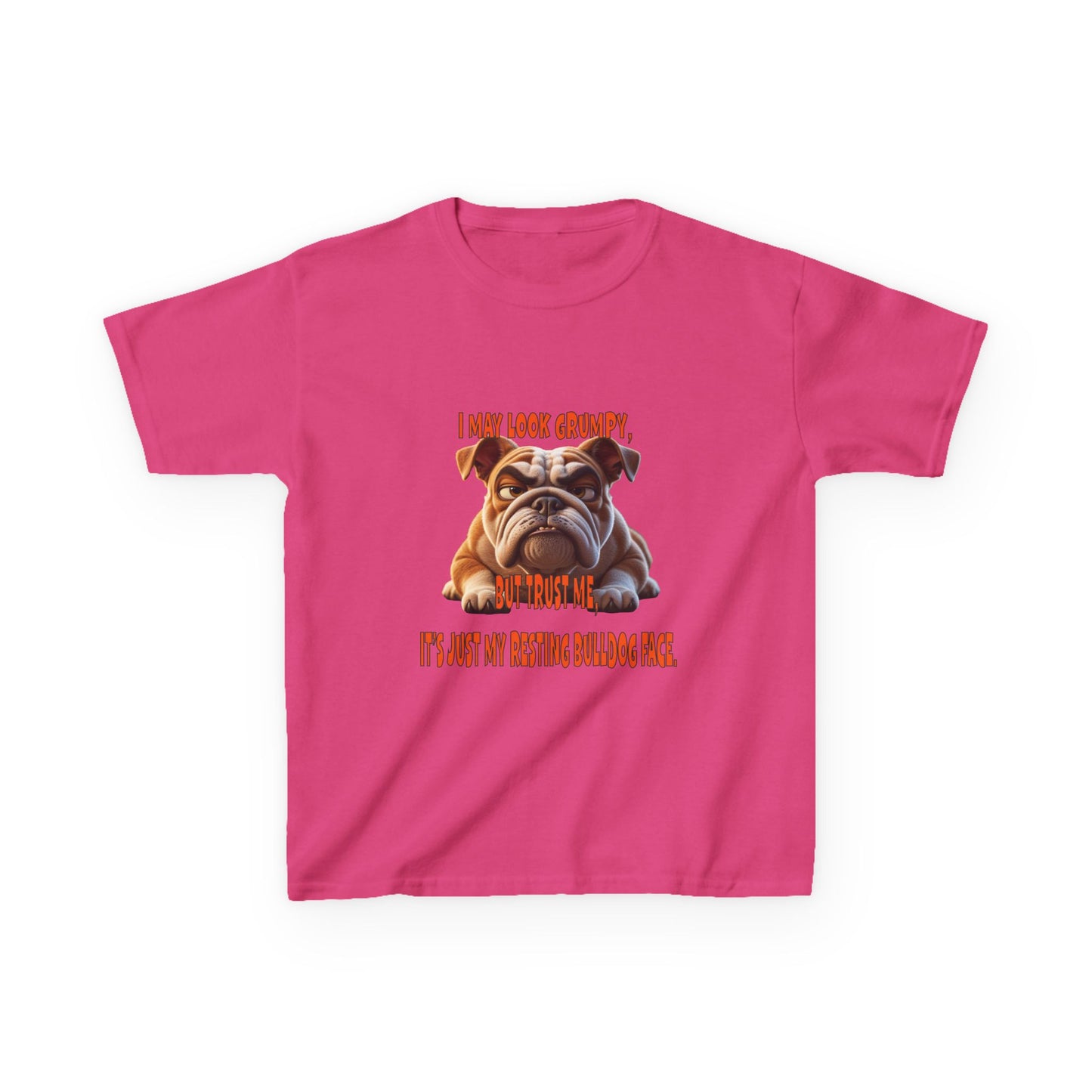 Funny Kids Bulldog Tee - "I May Look Grumpy, Just My Resting Face"