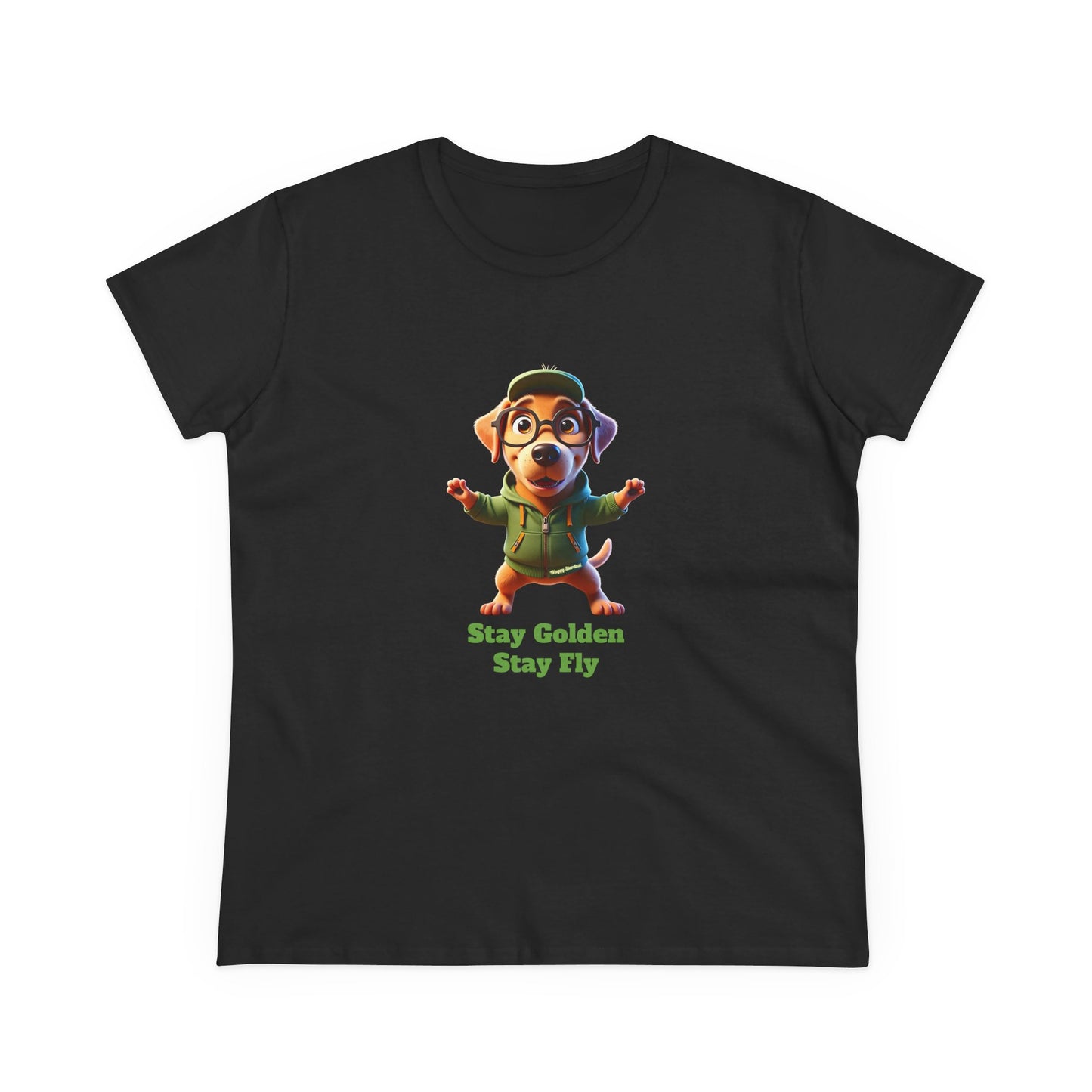 Waggy Stardust Golden Retreiver Stay Golden Stay Fly Casual Women's Shirt, Gift for Dog and Animal Lovers, Fun Everyday Wear, Cute Summer Top, Animal Lover Tee, Unique Fashion