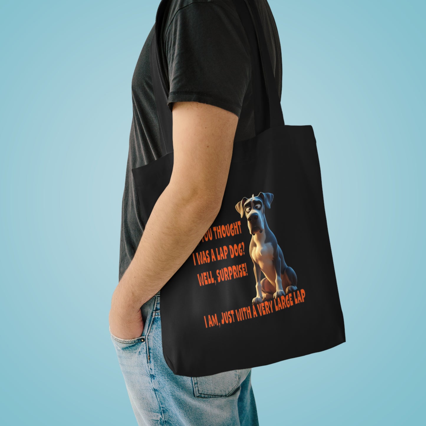 Great Danes with Tude! Lap Dog! - Dogs with Tude Collection - Tote Bag - White, Natural and Black 100% Cotton