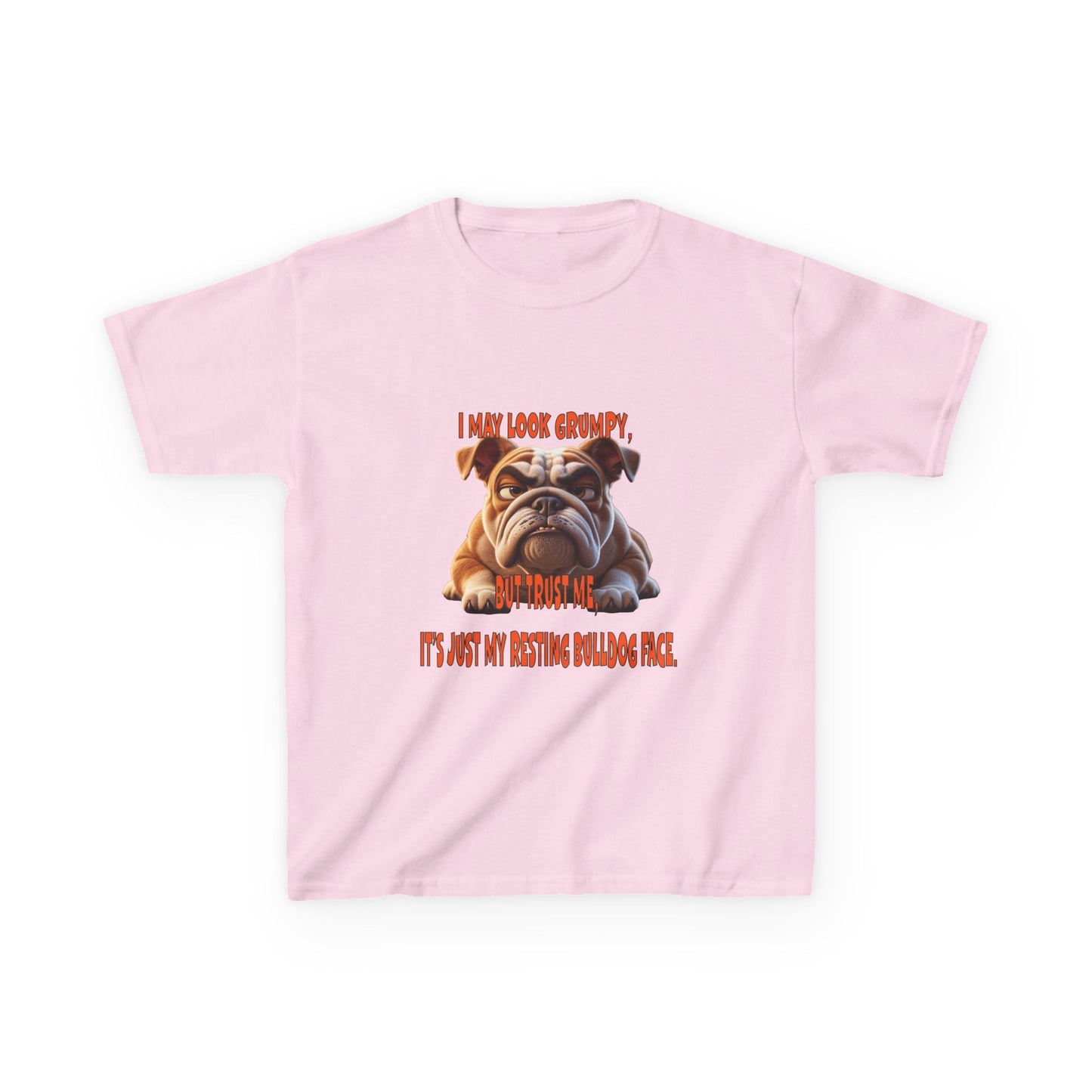 Funny Kids Bulldog Tee - "I May Look Grumpy, Just My Resting Face"