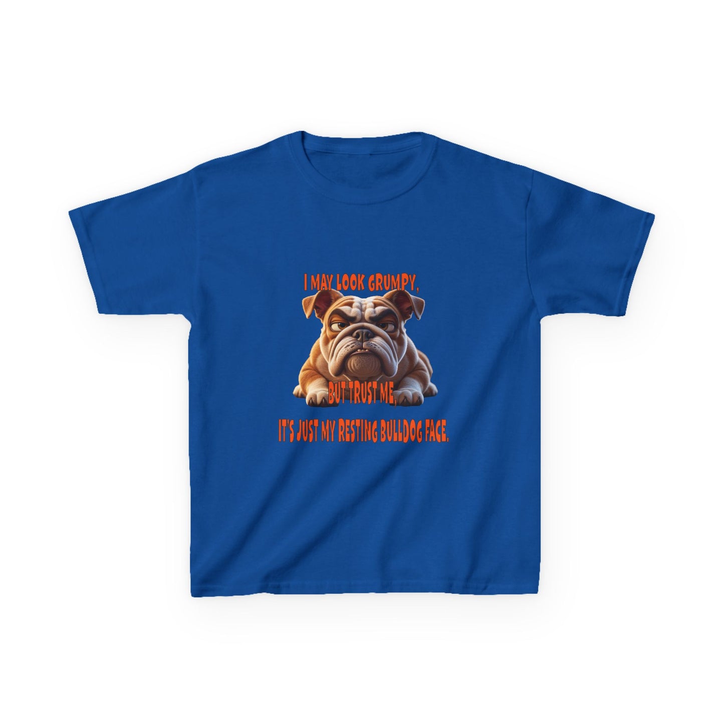 Funny Kids Bulldog Tee - "I May Look Grumpy, Just My Resting Face"