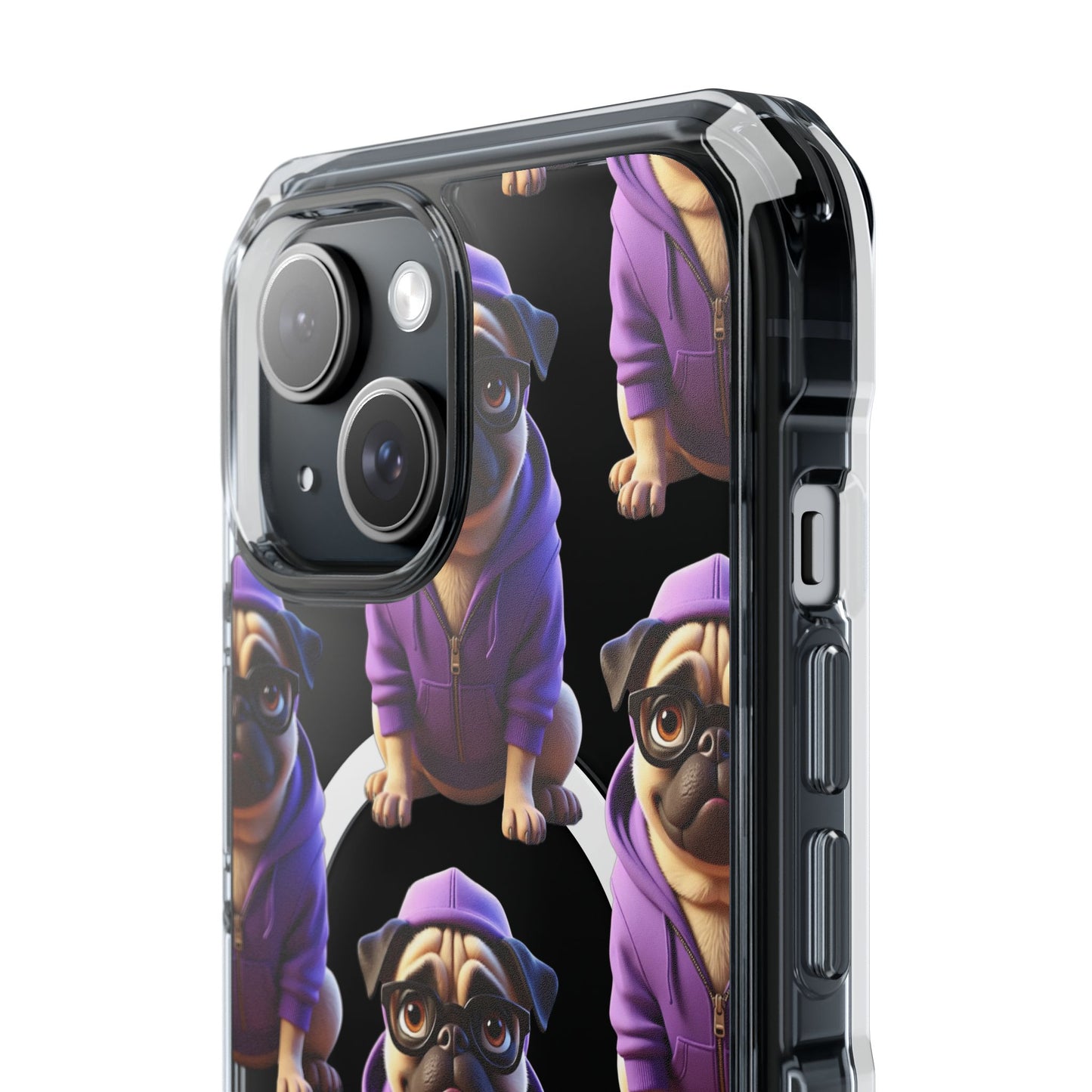 Magnetic Pug iPhone Case, Cute Puggy Smalls Clear Case, Pug Dog Lover Gift, Pet Themed Phone Accessory, Unique Phone Cover