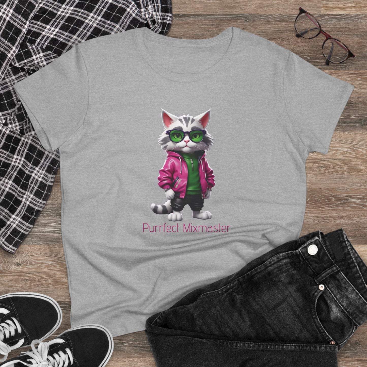 Meowtrix Cool Cat Tee, Casual Women's Shirt, Gift for Cat and Animal Lovers, Fun Everyday Wear, Cute Summer Top, Animal Lover Tee, Unique Fashion