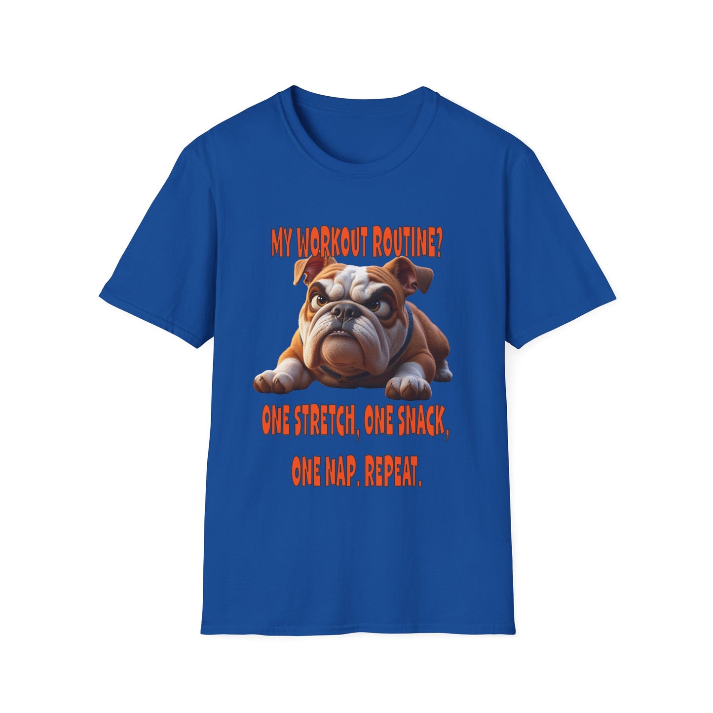 Funny Grumpy Bulldog T-Shirt - Perfect Gift for Dog Lovers - My Workout Routine!