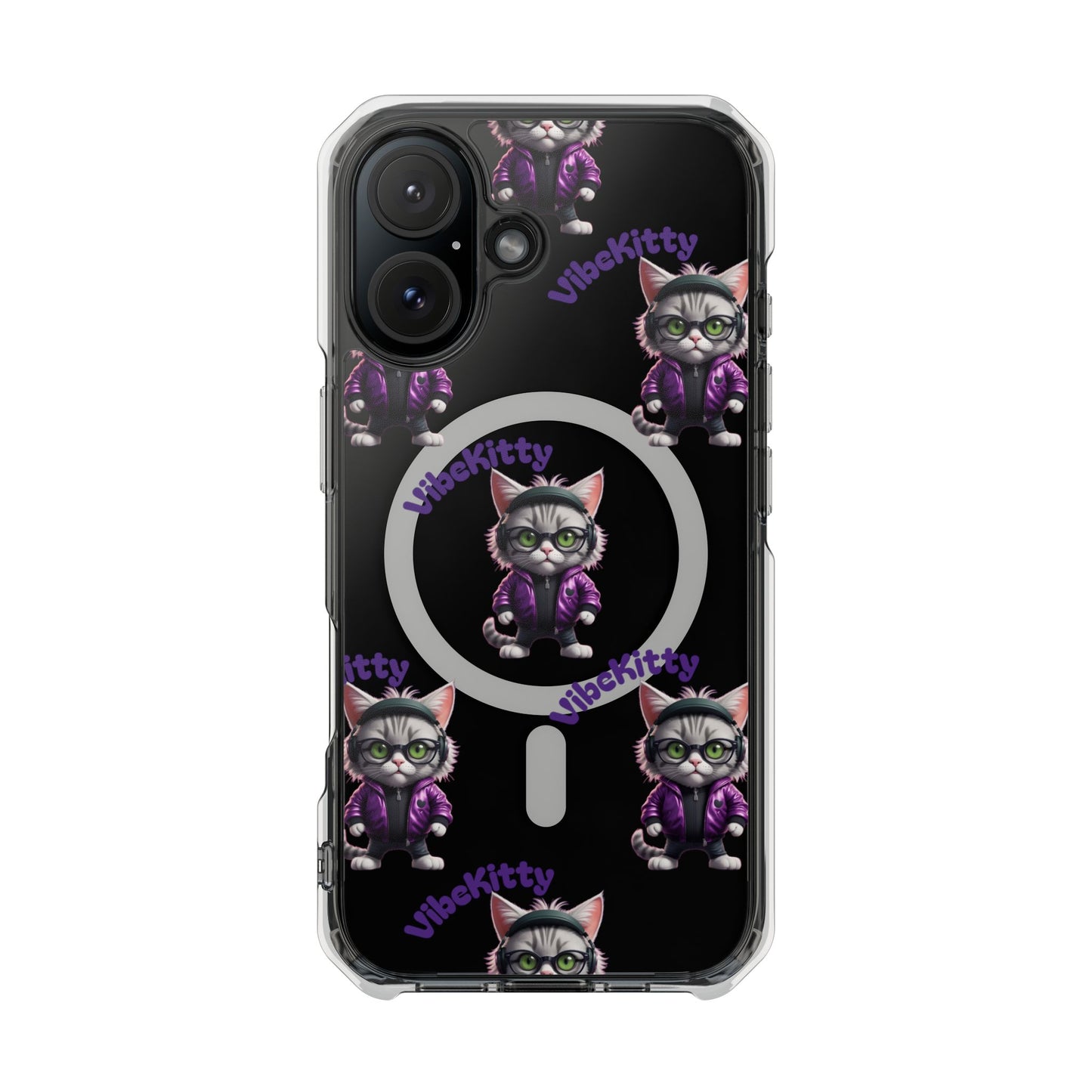 Vibe Kitty Cool Cat Magnetic Clear iPhone Case, Gift for Cat Lovers