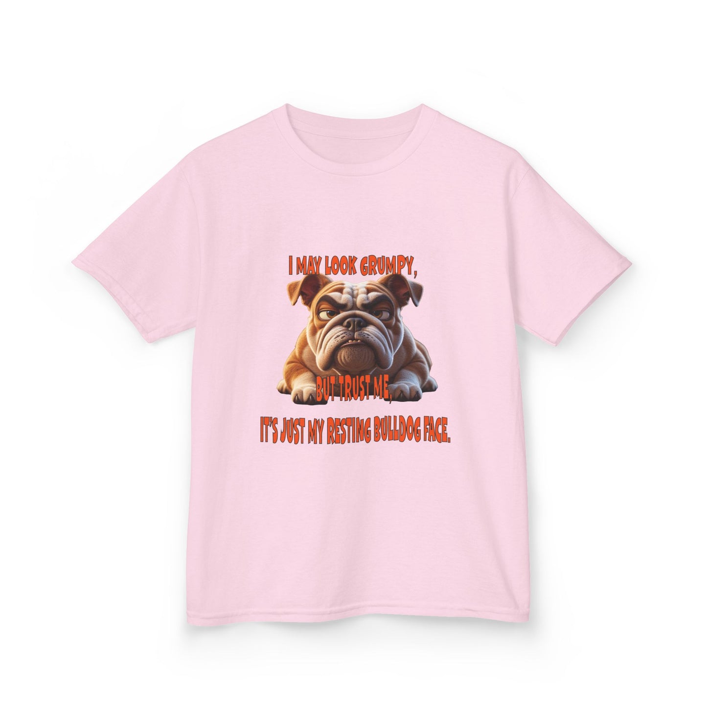 Funny Kids Bulldog Tee - "I May Look Grumpy, Just My Resting Face"