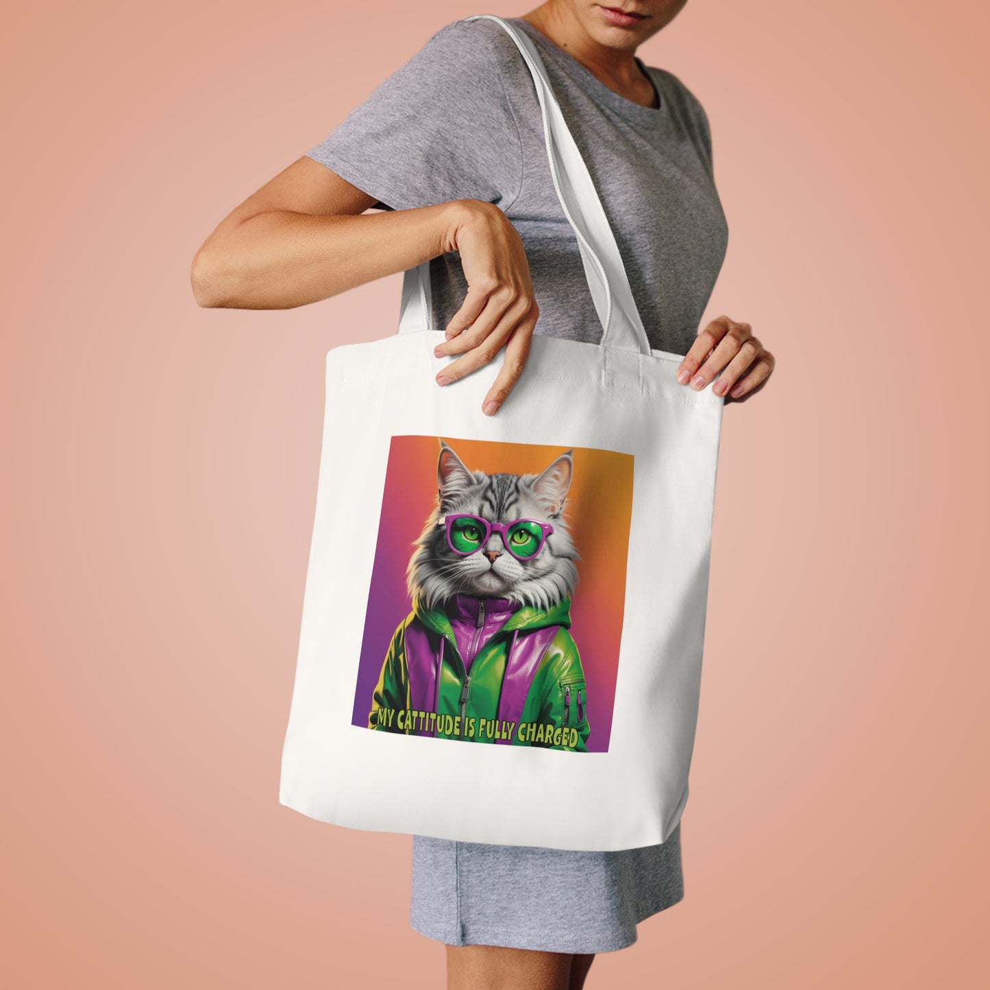 Cool Cats with Tude! My Cattitude is Fully Charged! Tote Bag