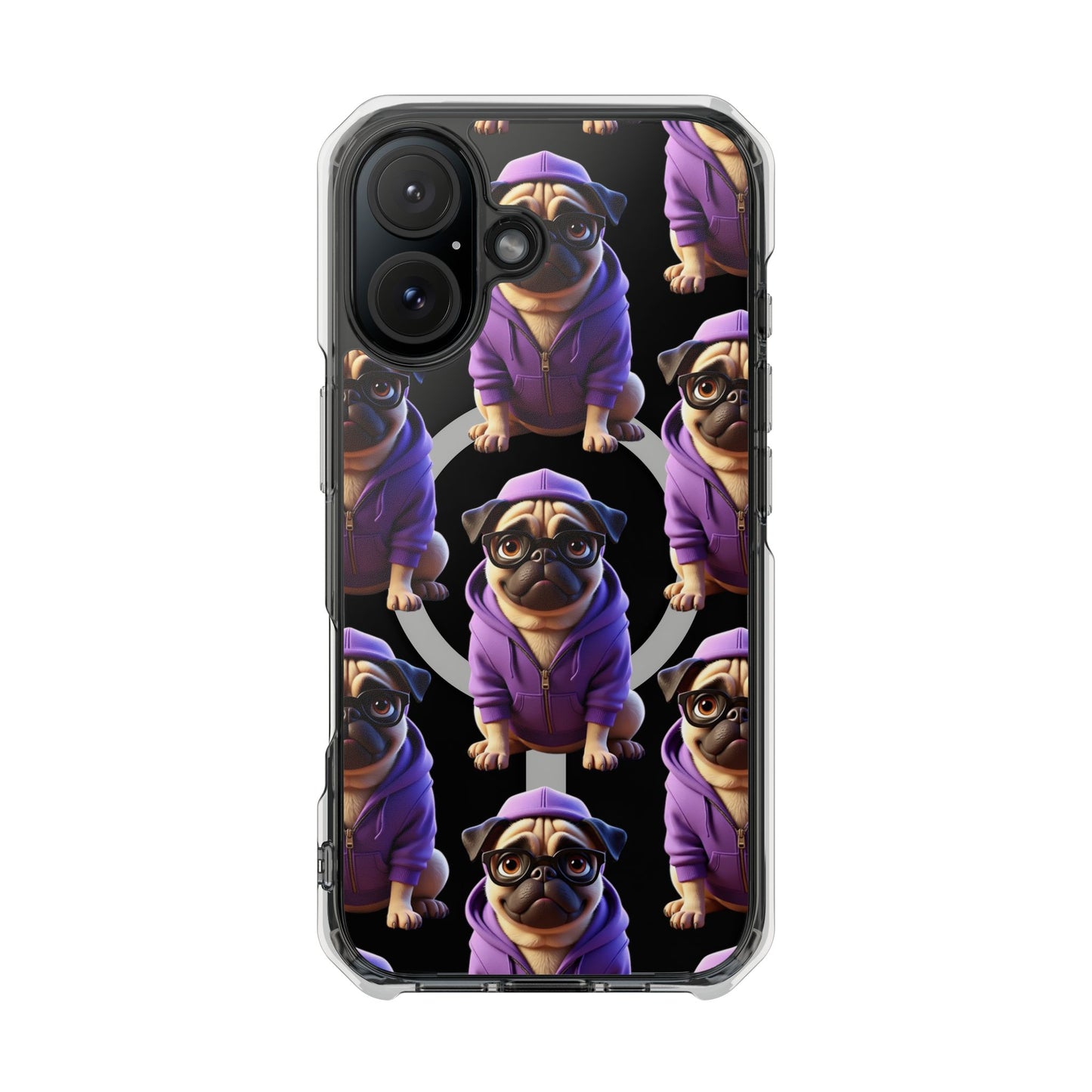 Magnetic Pug iPhone Case, Cute Puggy Smalls Clear Case, Pug Dog Lover Gift, Pet Themed Phone Accessory, Unique Phone Cover