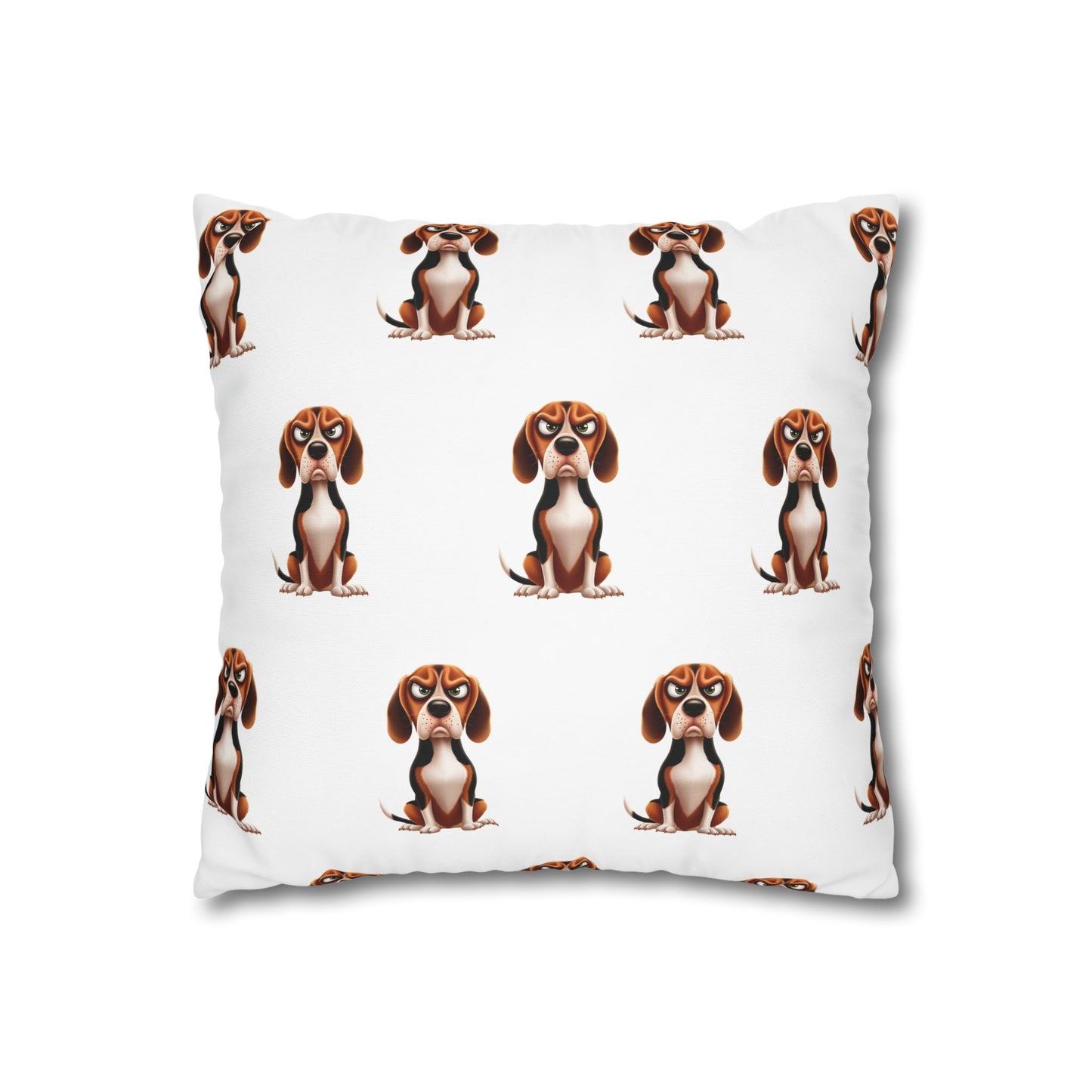 Square Pillowcase Beagles with Tude Design - "Who knocked over the trashcan!"
