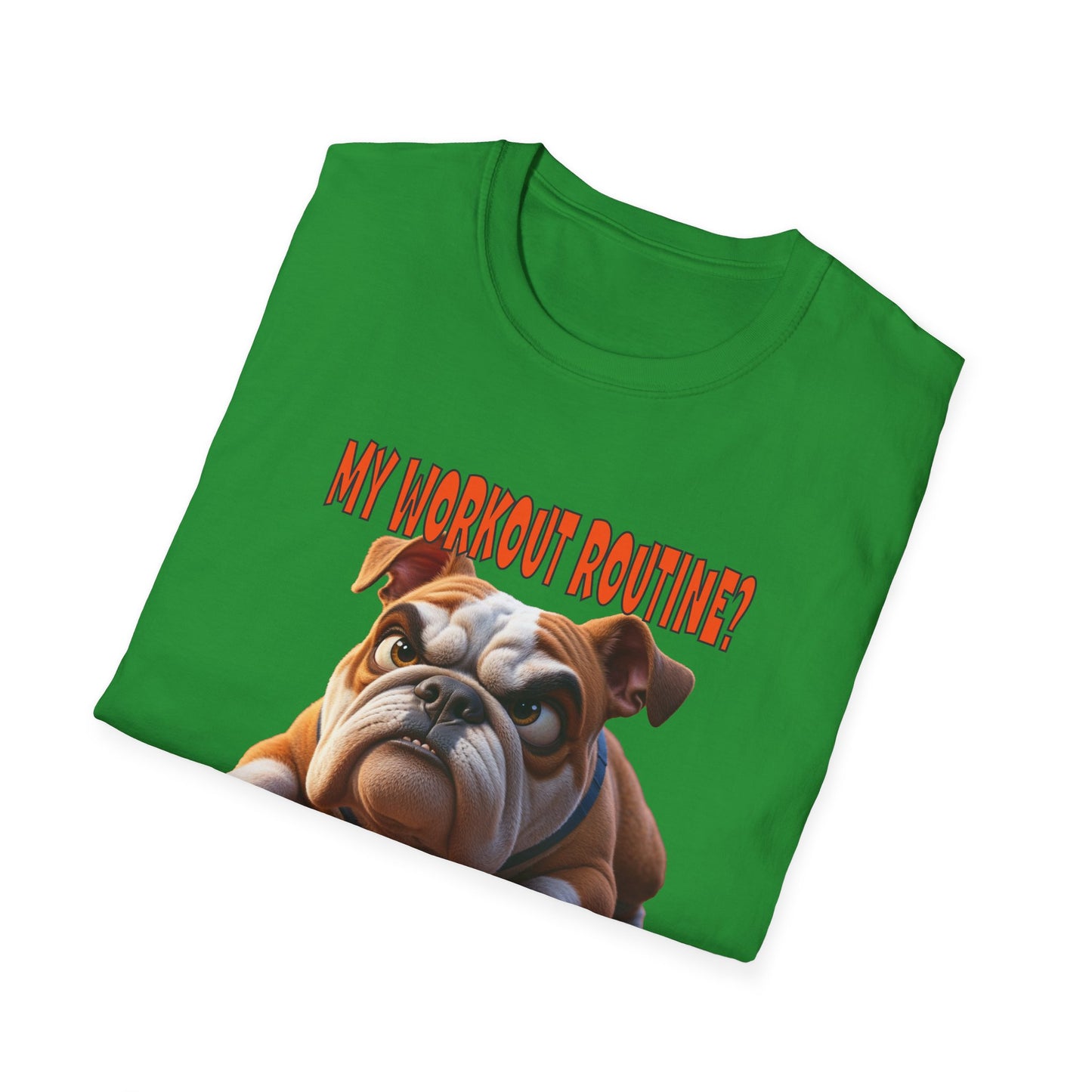 Funny Grumpy Bulldog T-Shirt - Perfect Gift for Dog Lovers - My Workout Routine!