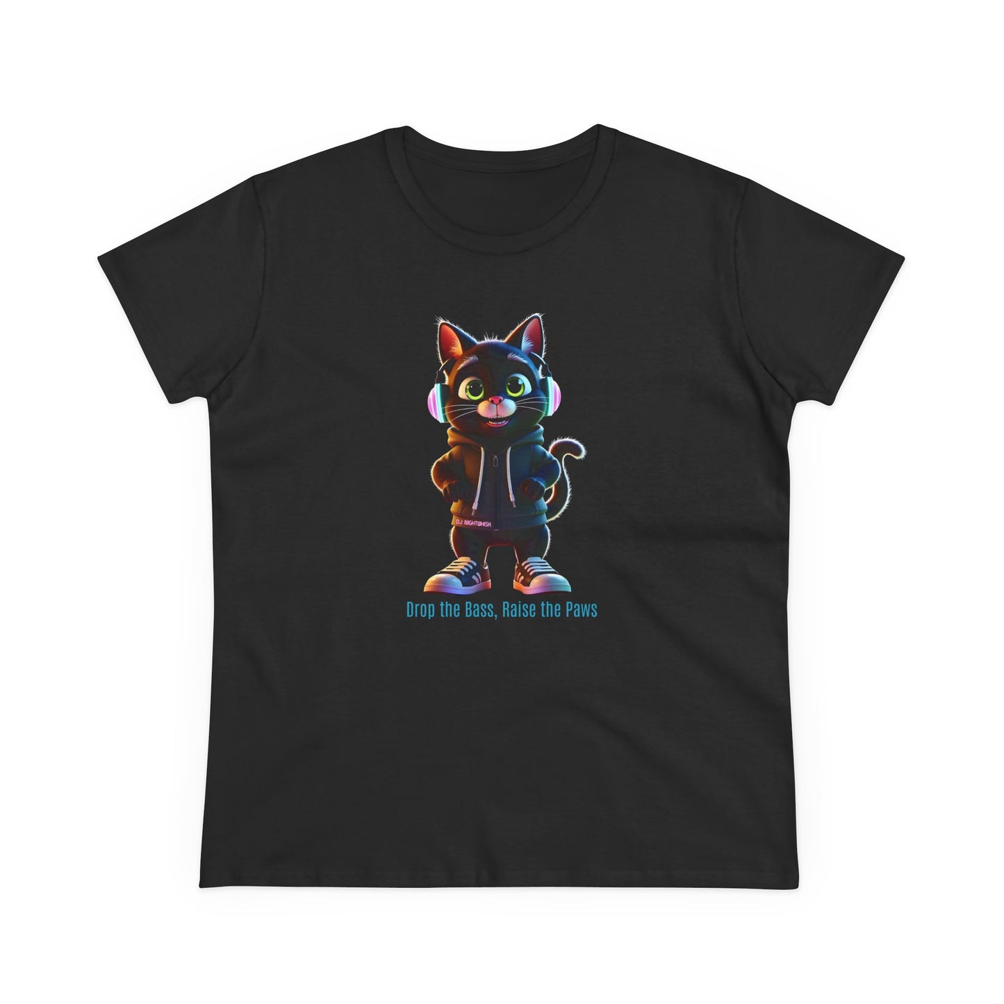 Cool Cat DJ Nightwhisk Tee, Casual Women's Shirt, Gift for Cat Lovers, Fun Everyday Wear, Cute Summer Top, Animal Lover Tee, Unique Fashion