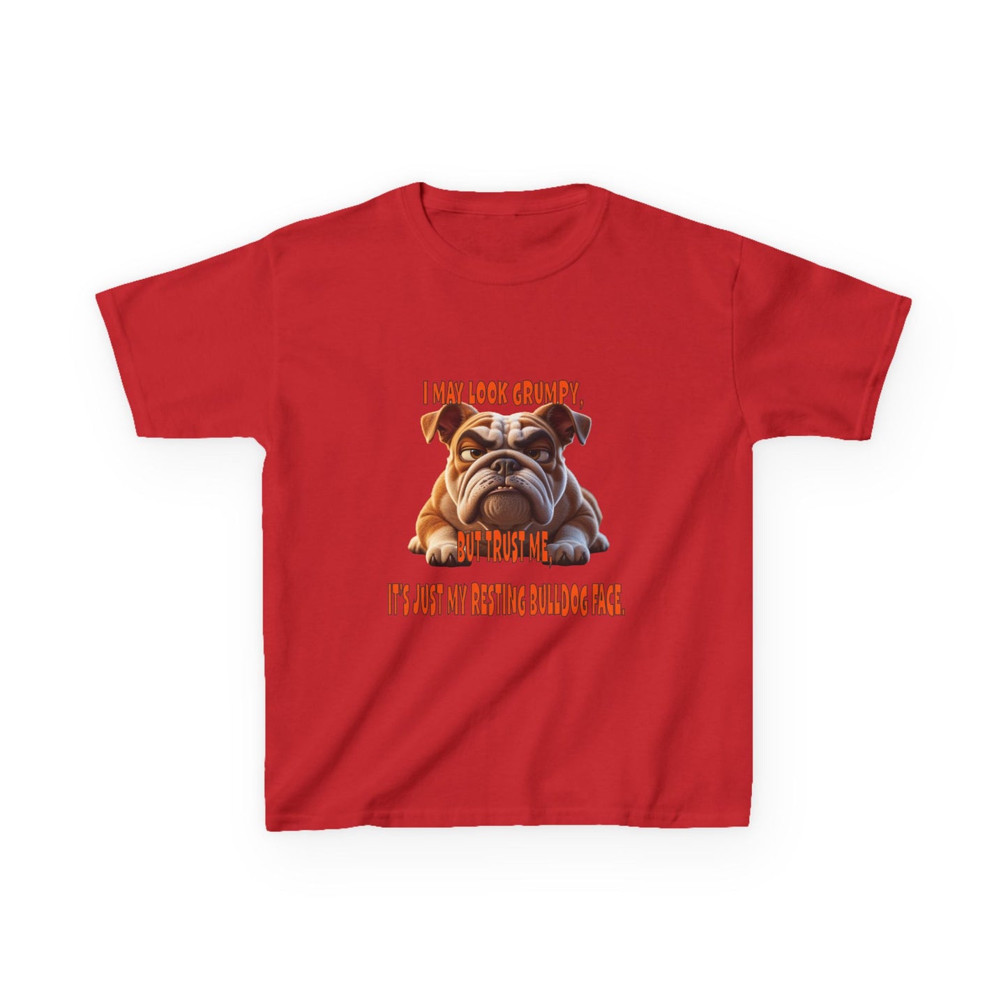 Funny Kids Bulldog Tee - "I May Look Grumpy, Just My Resting Face"