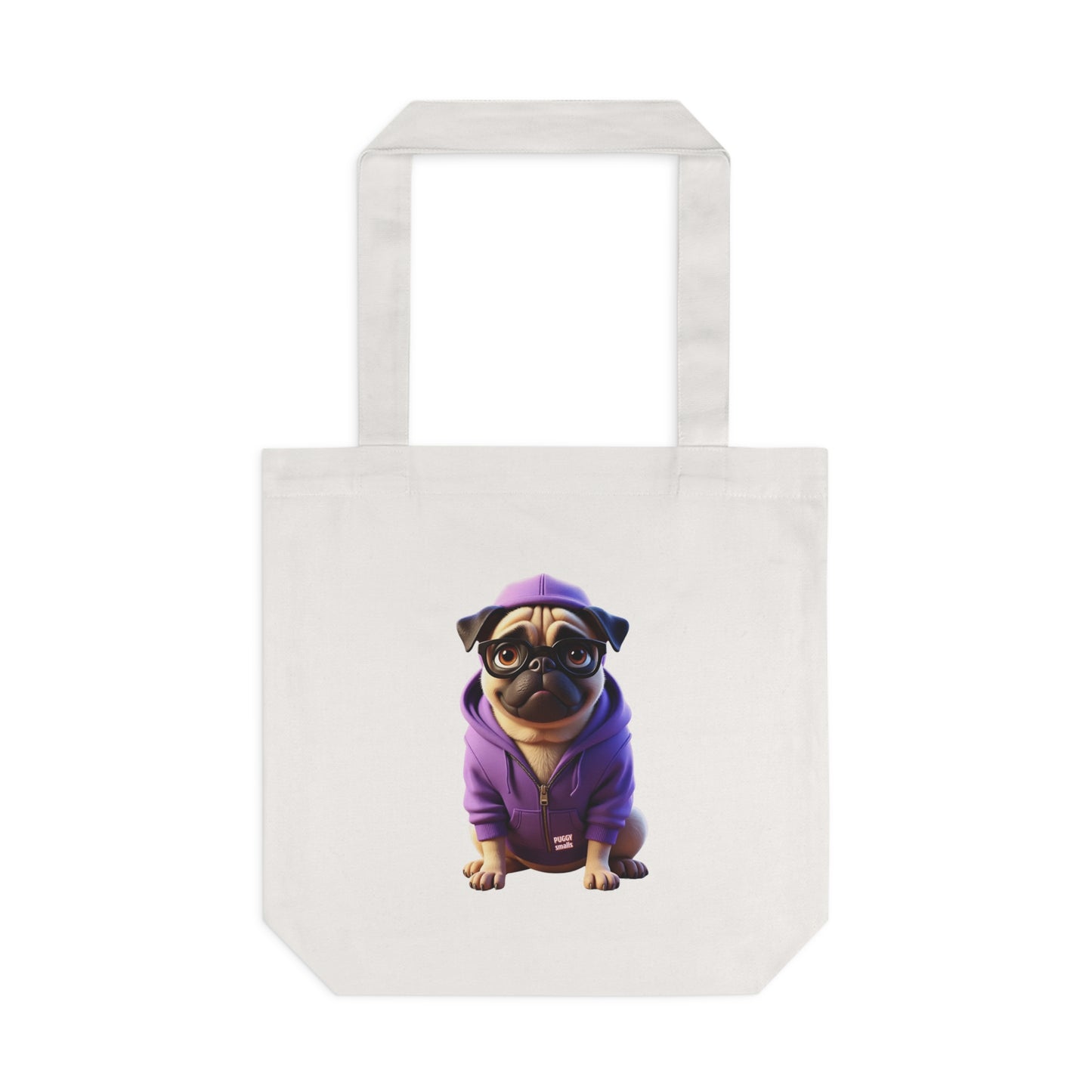 Puggy Smalls Cute Pug Cotton Tote Bag, Fun Pet Lover Gift, Eco-Friendly Shopping Bag, Dog-Themed Bag, Tote for Dog Owners, Unique Pet Merchandise