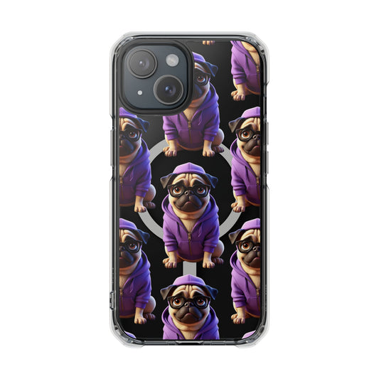 Magnetic Pug iPhone Case, Cute Puggy Smalls Clear Case, Pug Dog Lover Gift, Pet Themed Phone Accessory, Unique Phone Cover
