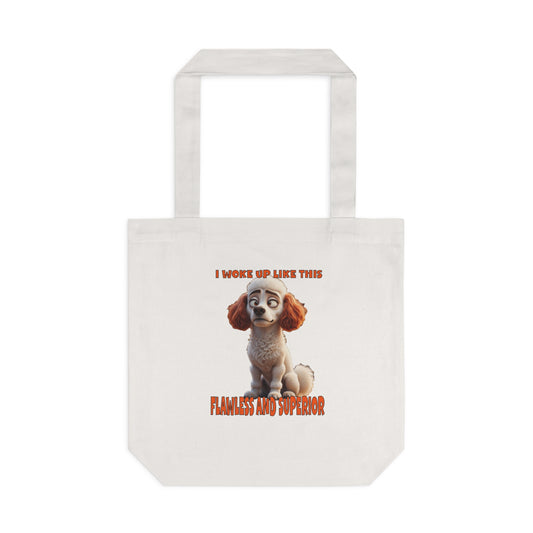 Funny Bulldog Canvas Tote Bag - 'I May Look Grumpy' Design with 5-Color Straps